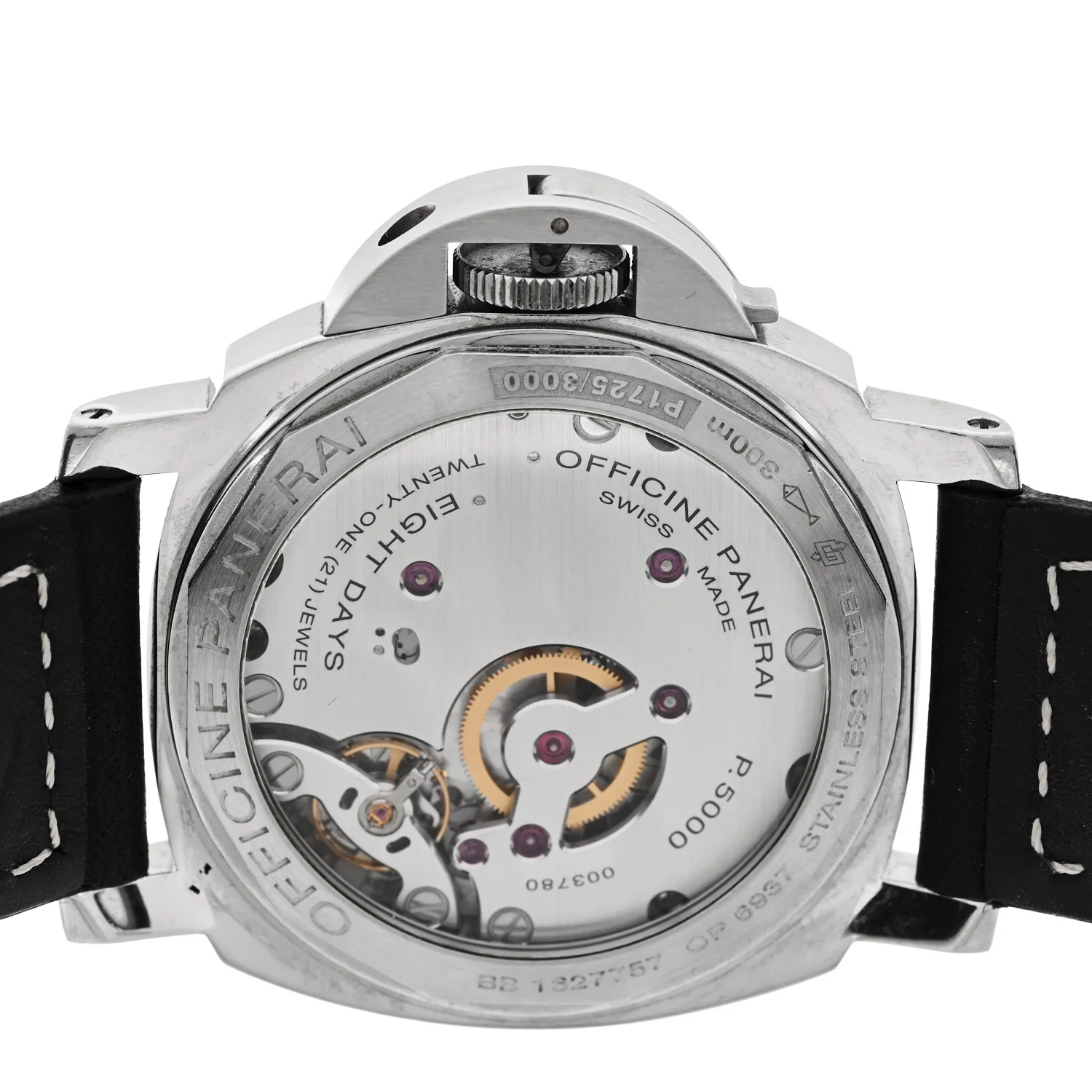 Stainless Steel Calfskin 44mm Luminor Marina Manual Winding Watch Black PAM00510 - Image 4