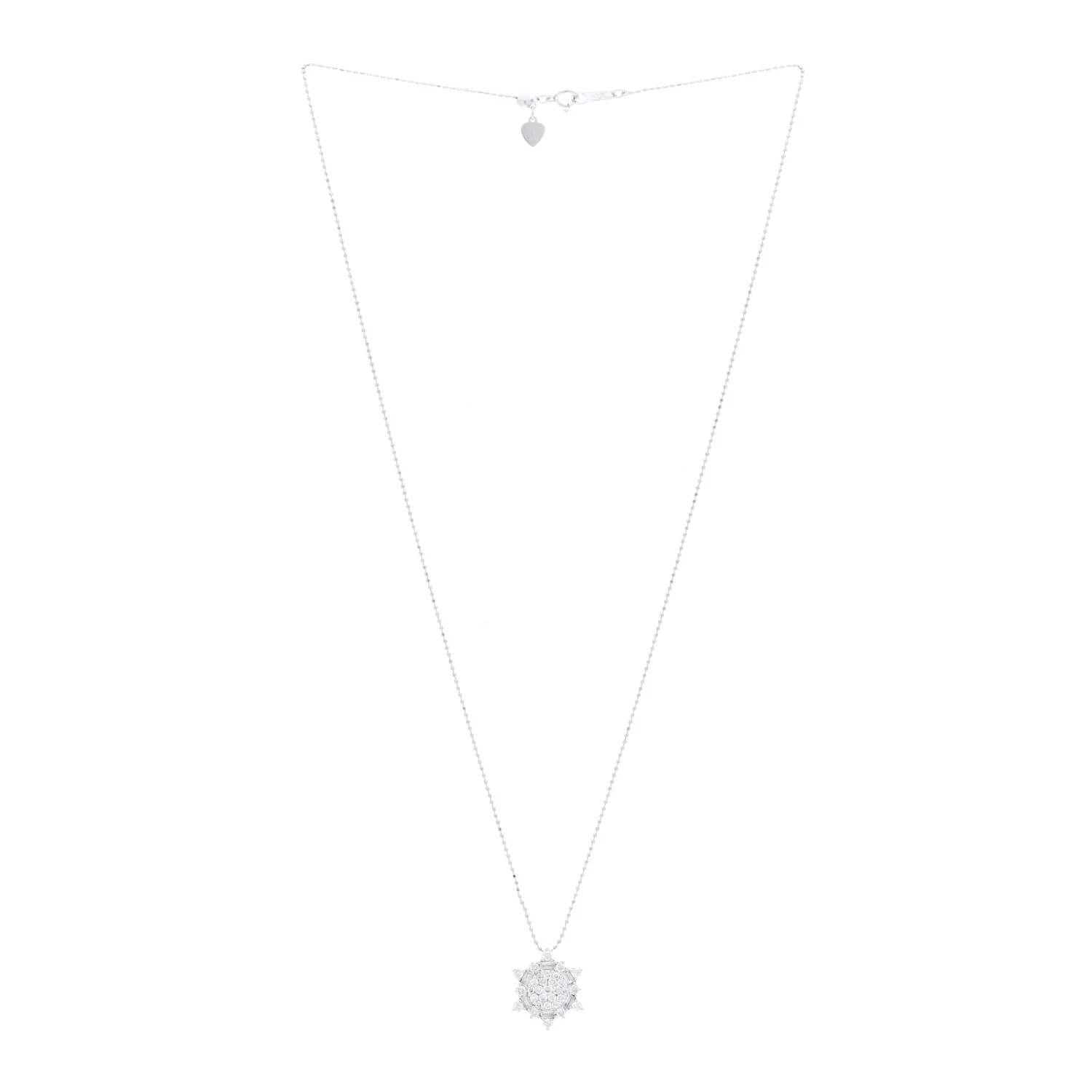 18K White Gold Diamond .91ctw Snowflake Drop Pendant Necklace - Image 3