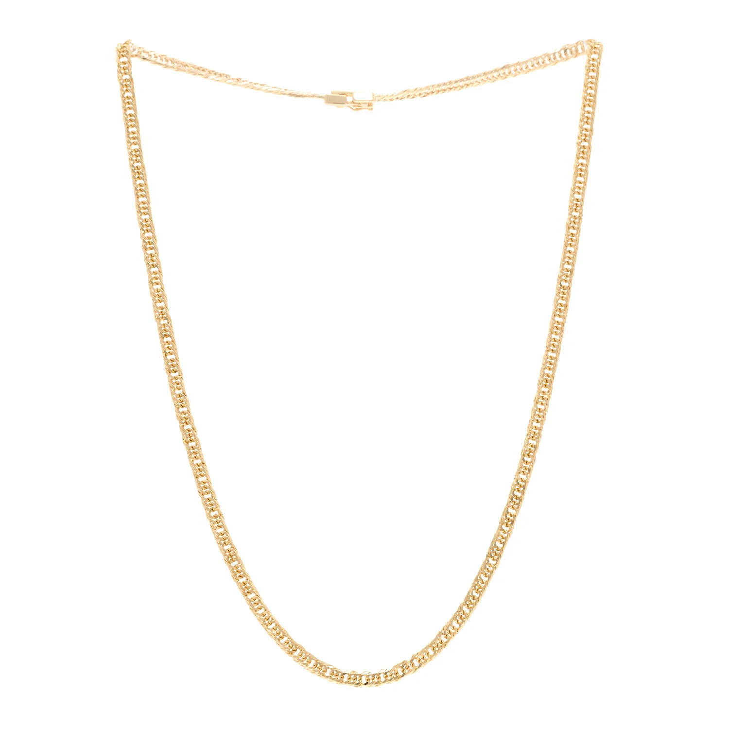 18K Yellow Gold Curb Chain Necklace 15.75 - Image 3