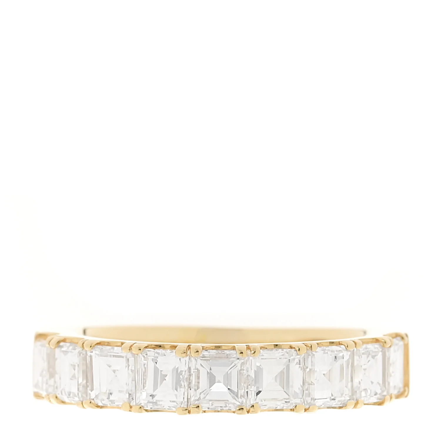 18K Yellow Gold Diamond 2.00ctw Square Emerald Cut Half Eternity Band Ring 52 6