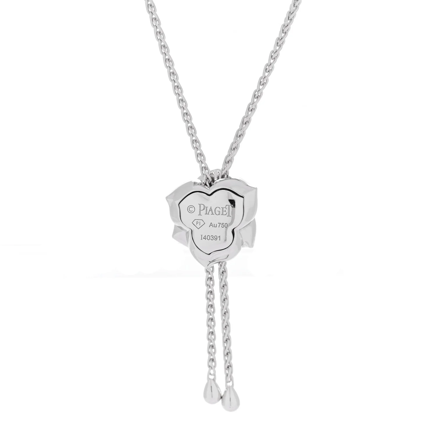 18K White Gold Diamond Rose Lariat Pendant Necklace - Image 4