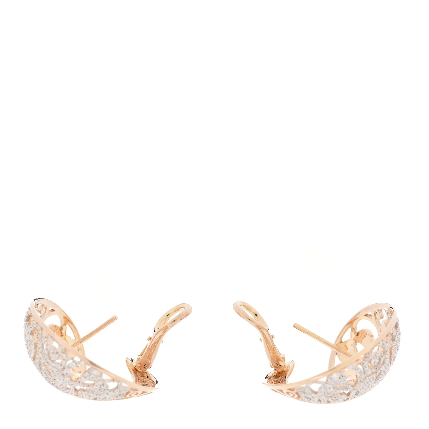 18K Rose Gold Diamond Arabesque Earrings - Image 3