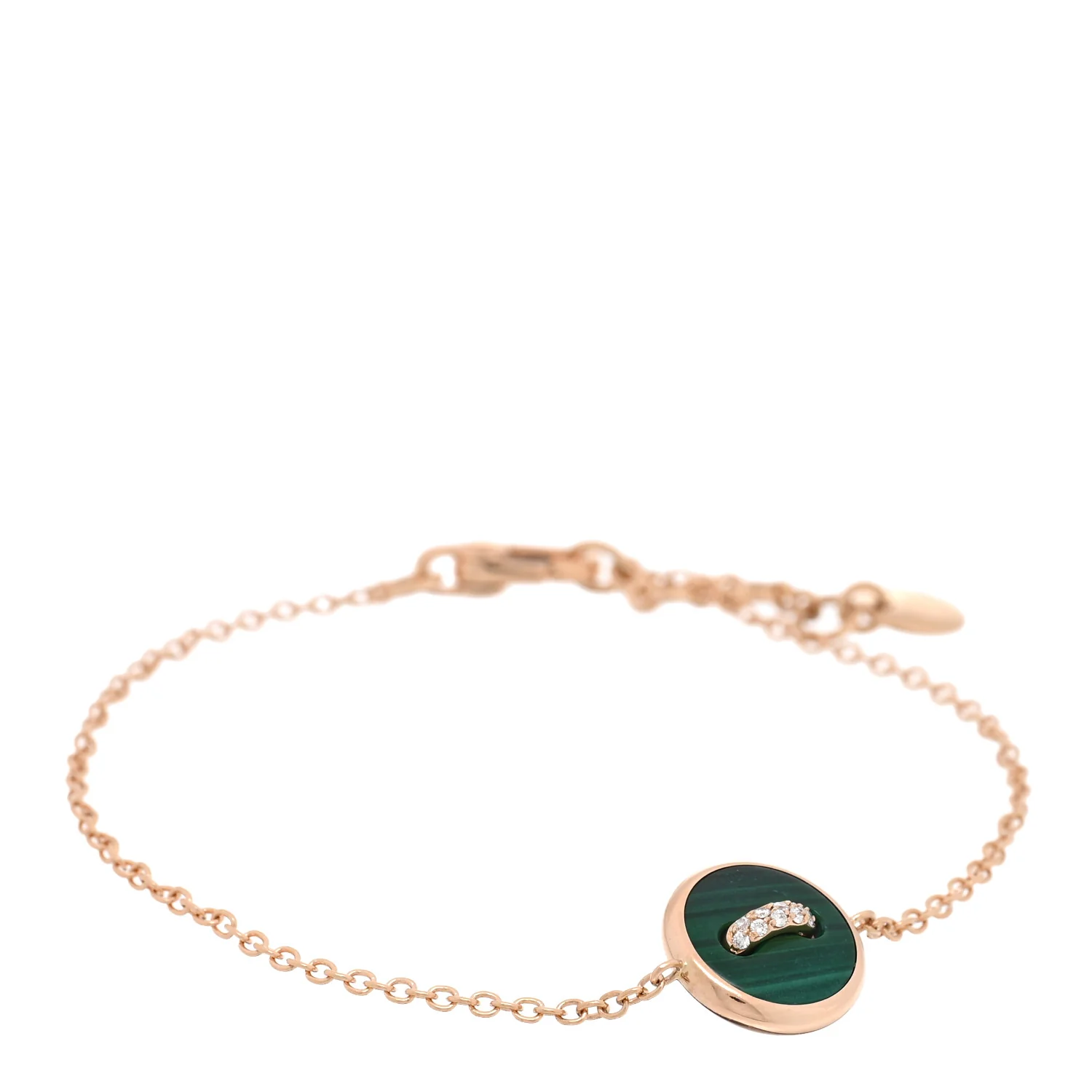 18K Rose Gold Diamond Malachite Mother of Pearl Pom Pom Dot Bracelet