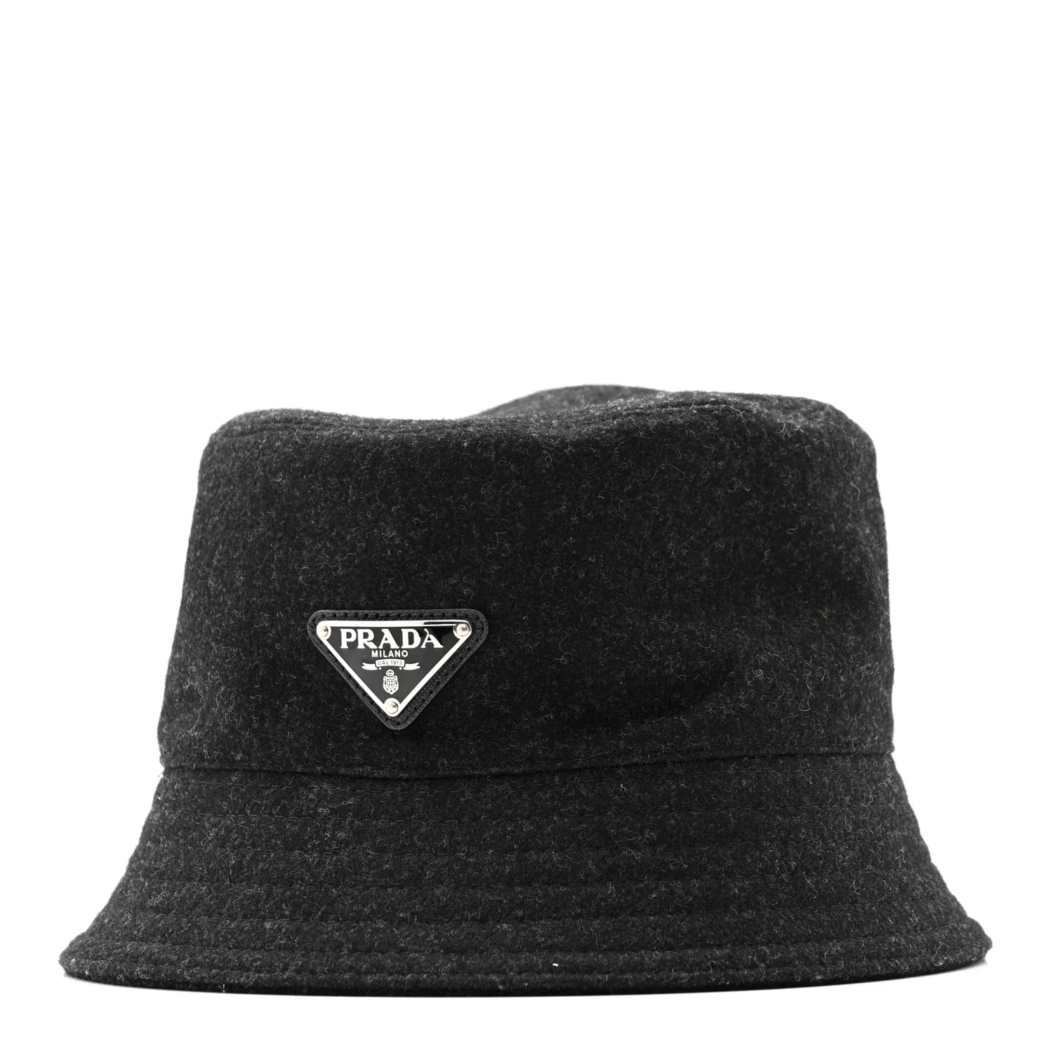 Authentic Loden Wool Metal Triangle Logo Bucket Hat L Anthracite
