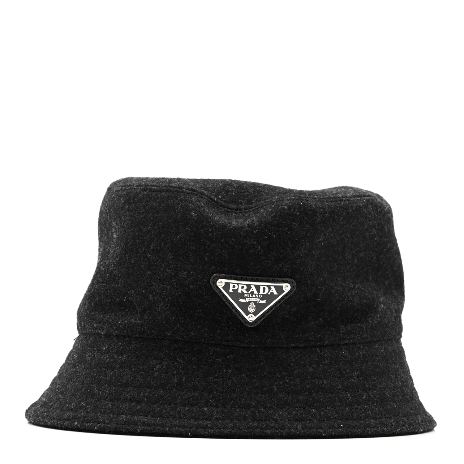 Authentic Loden Wool Metal Triangle Logo Bucket Hat L Anthracite - Image 3