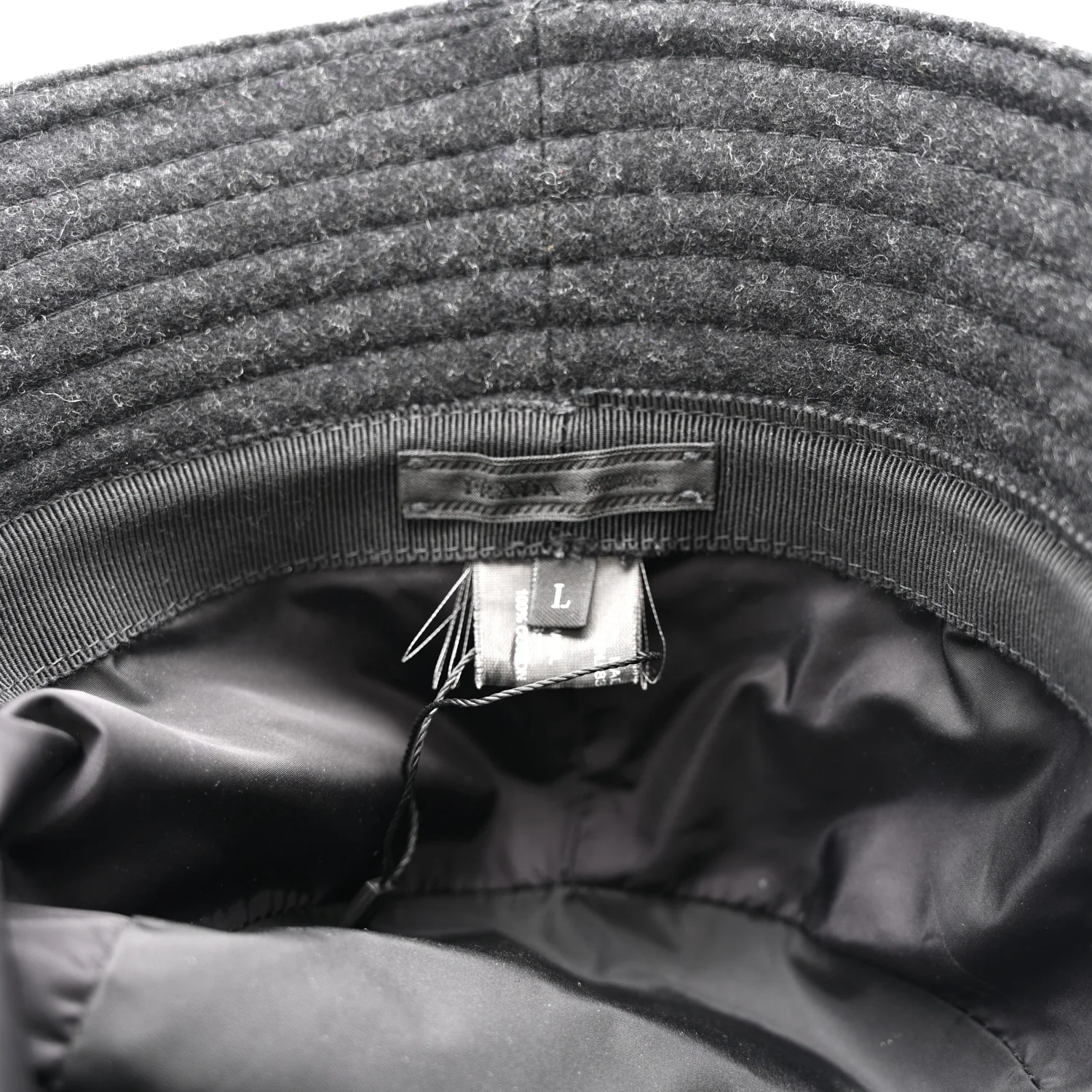 Authentic Loden Wool Metal Triangle Logo Bucket Hat L Anthracite - Image 8