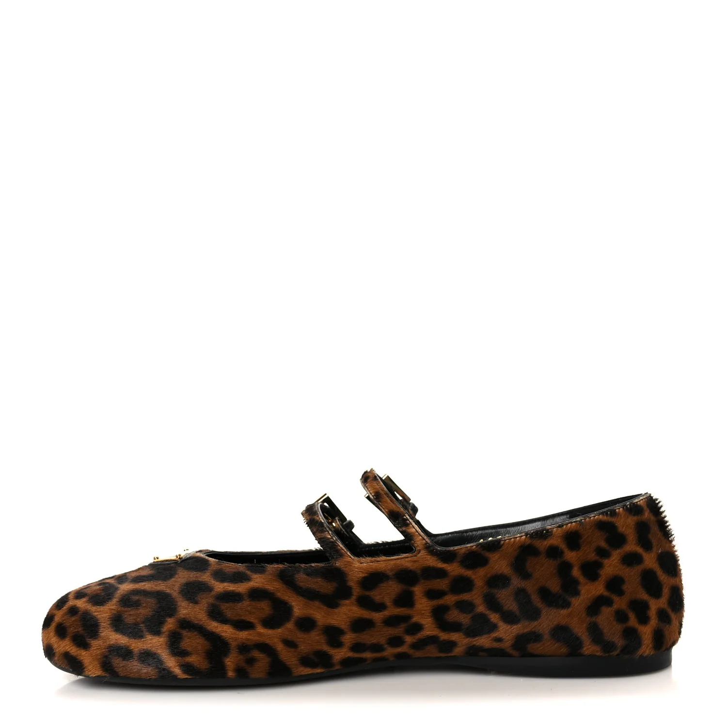 Calf Hair Leopard Print Ballerina Flats 38.5 Honey