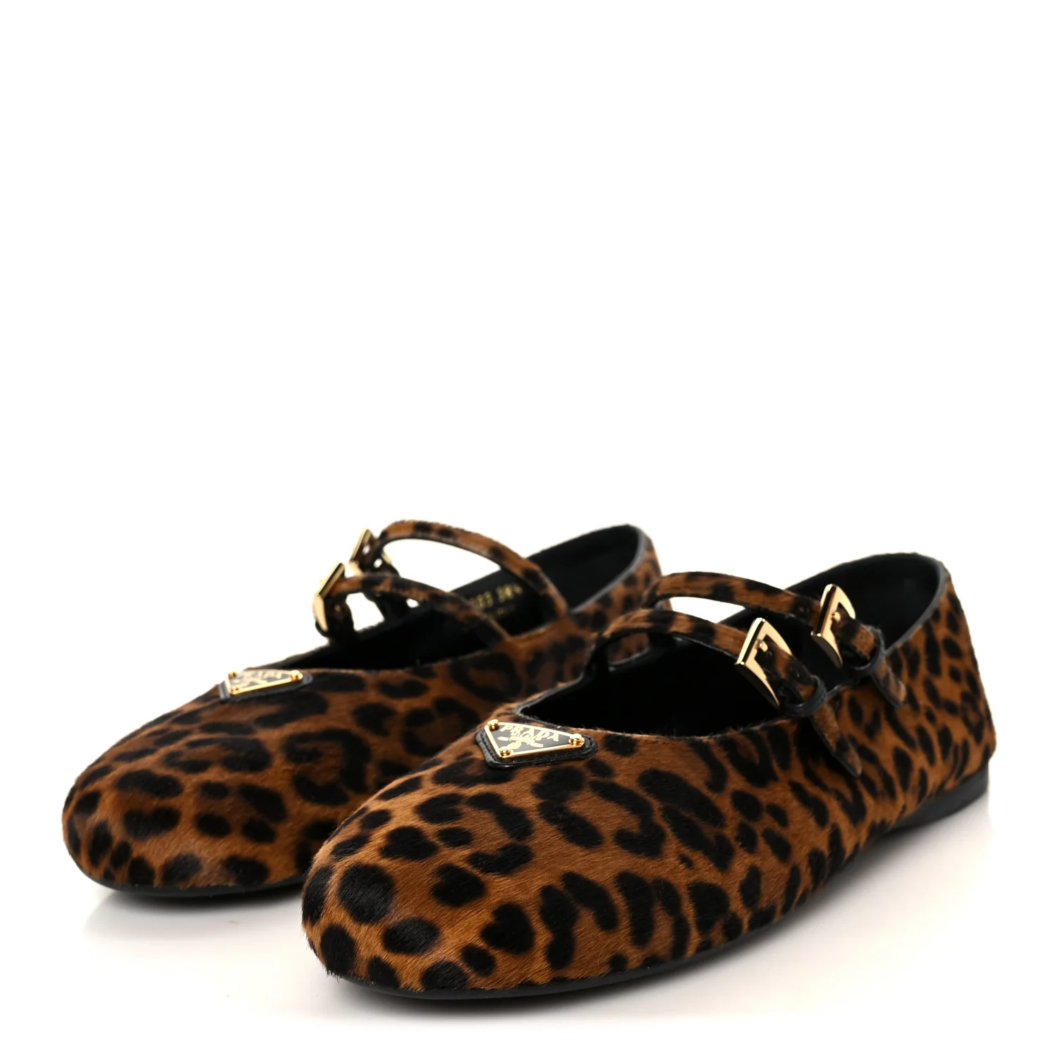 Calf Hair Leopard Print Ballerina Flats 38.5 Honey - Image 4