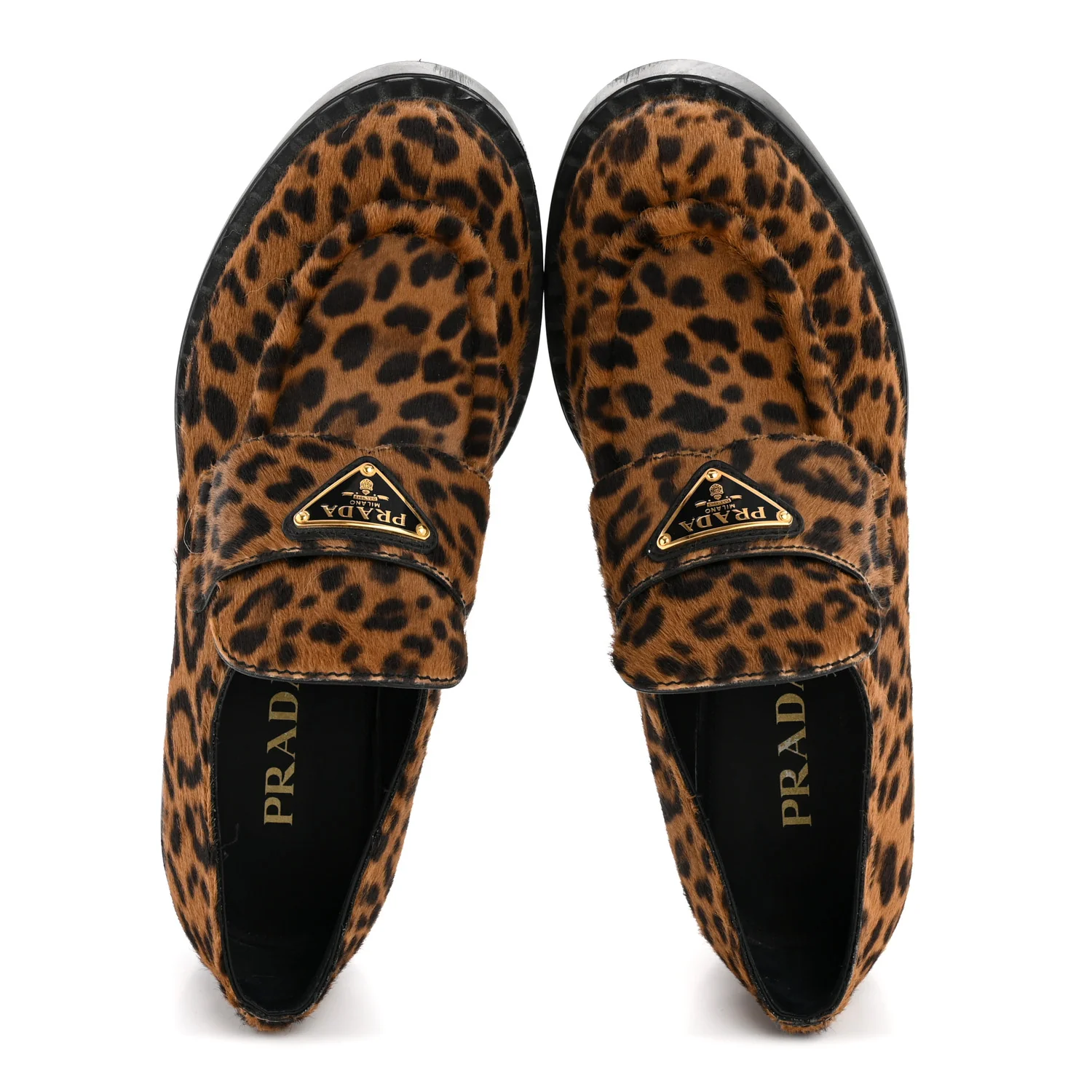 Calf Hair Metal Triangle Logo Double Chocolate Loafers 39 Honey - Image 2