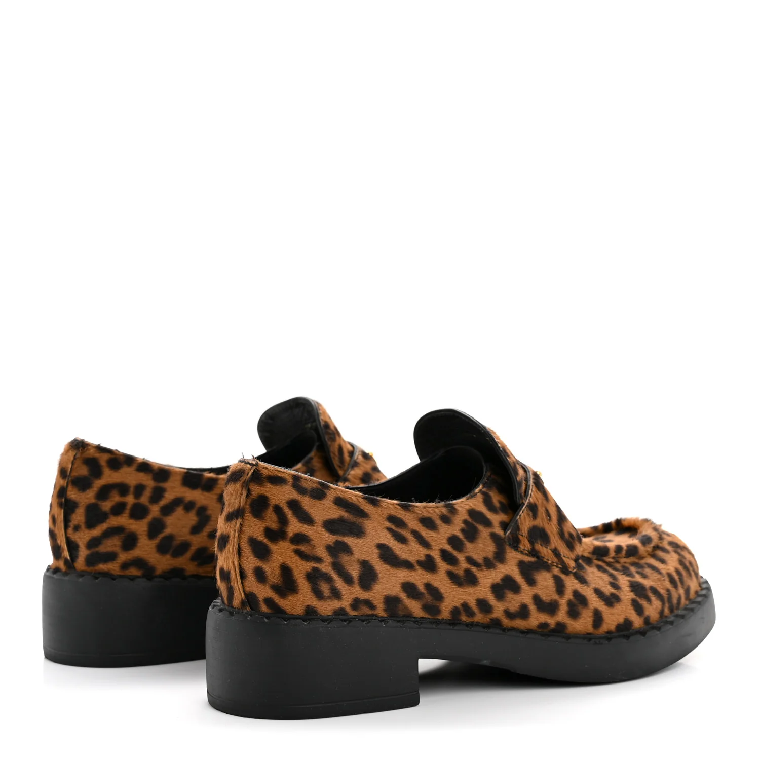 Calf Hair Metal Triangle Logo Double Chocolate Loafers 39 Honey - Image 5