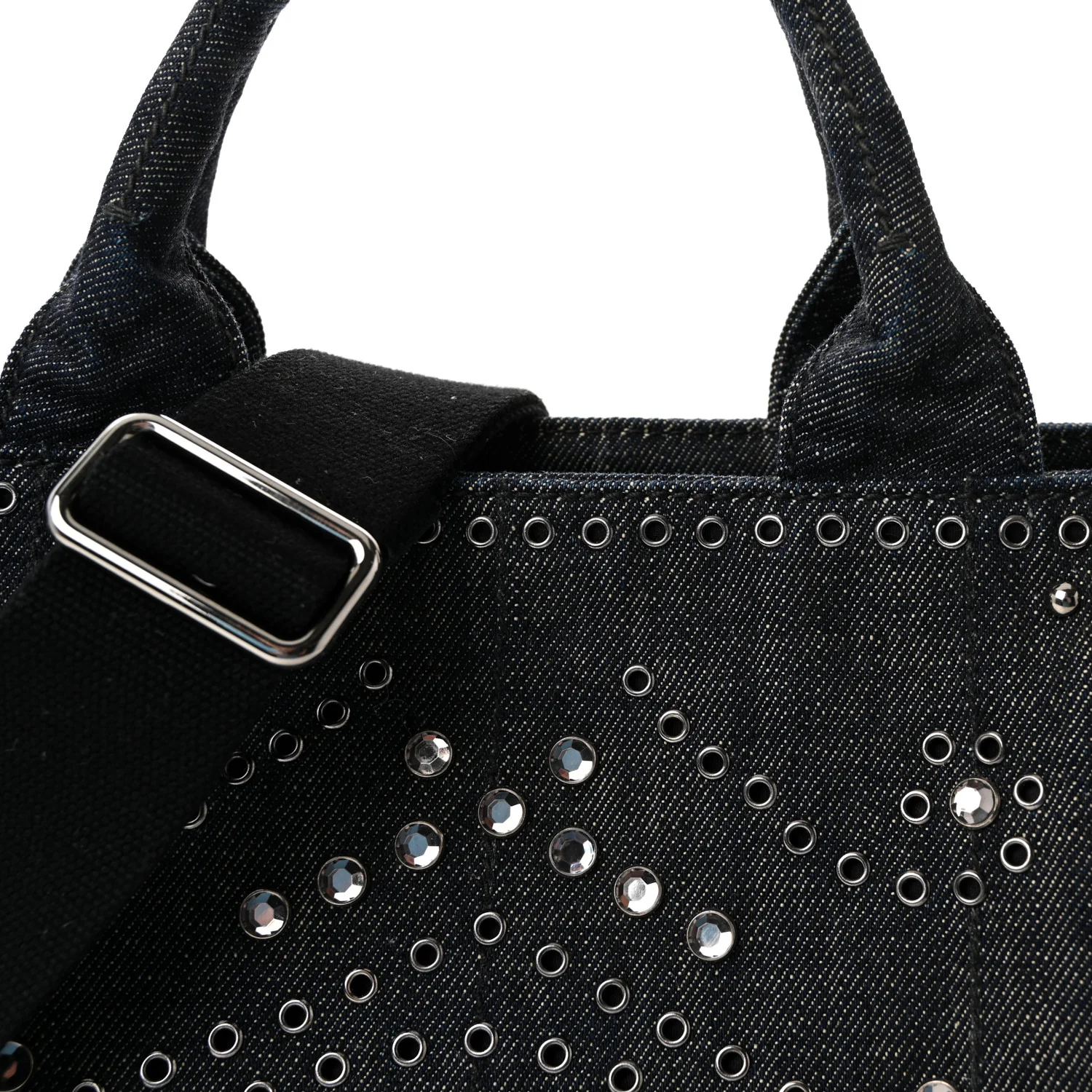 Canapa Denim Crystal Rivet Studded Tote Avio - Image 7