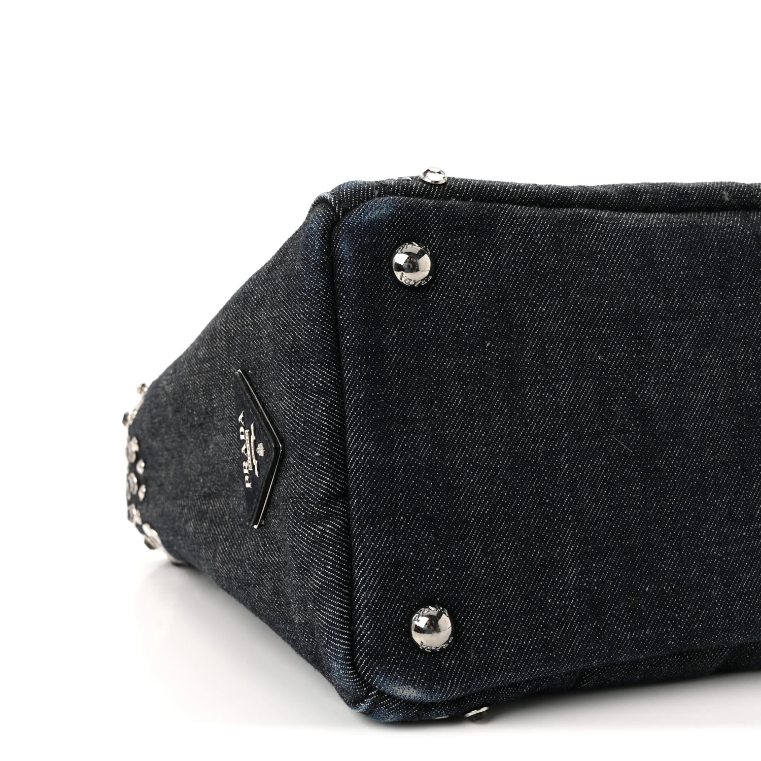 Canapa Denim Crystal Rivet Studded Tote Avio - Image 8