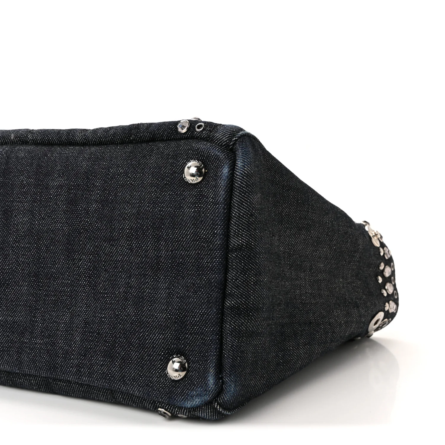 Canapa Denim Crystal Rivet Studded Tote Avio - Image 9