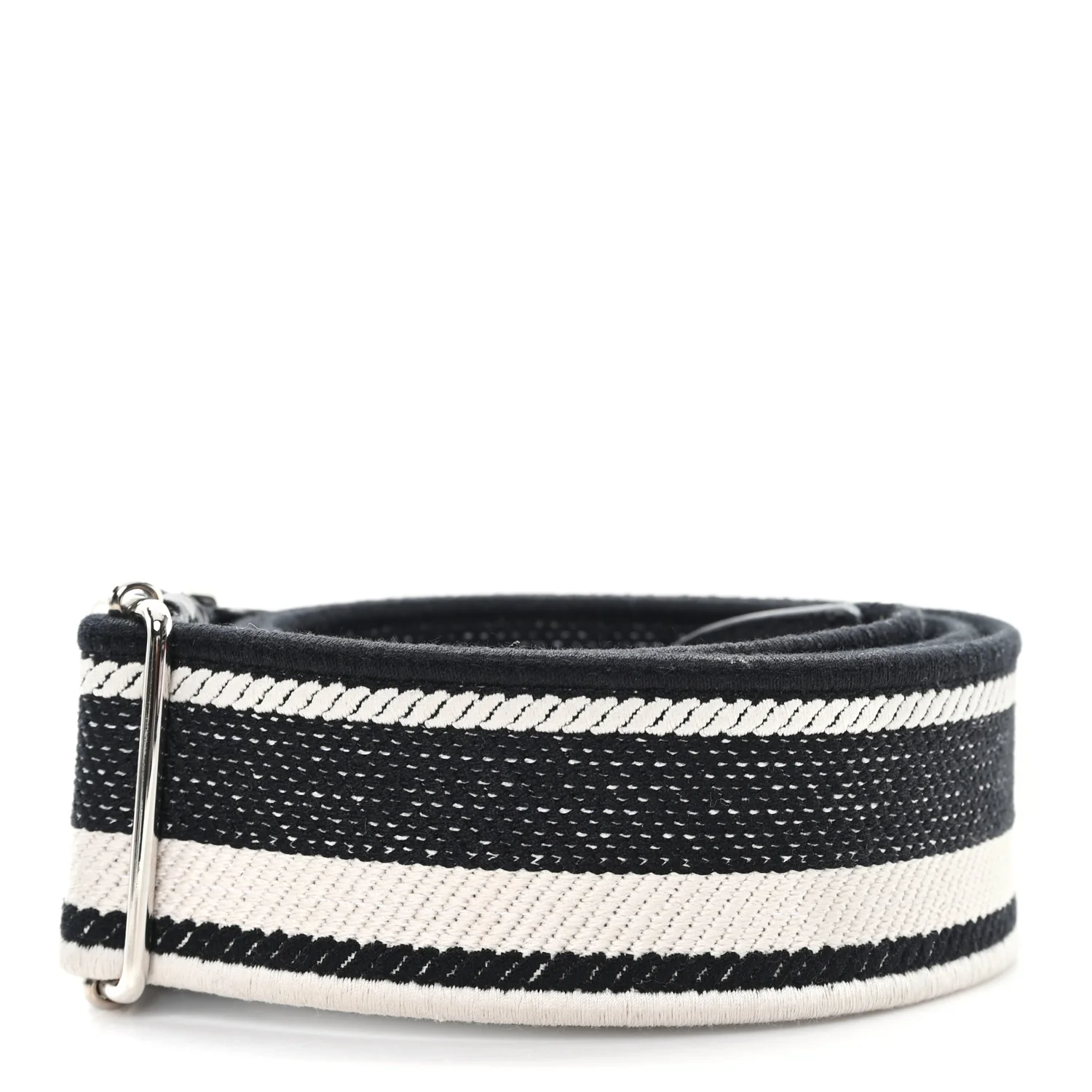 Canvas Calfskin Logo Shoulder Strap Black Beige - Image 2