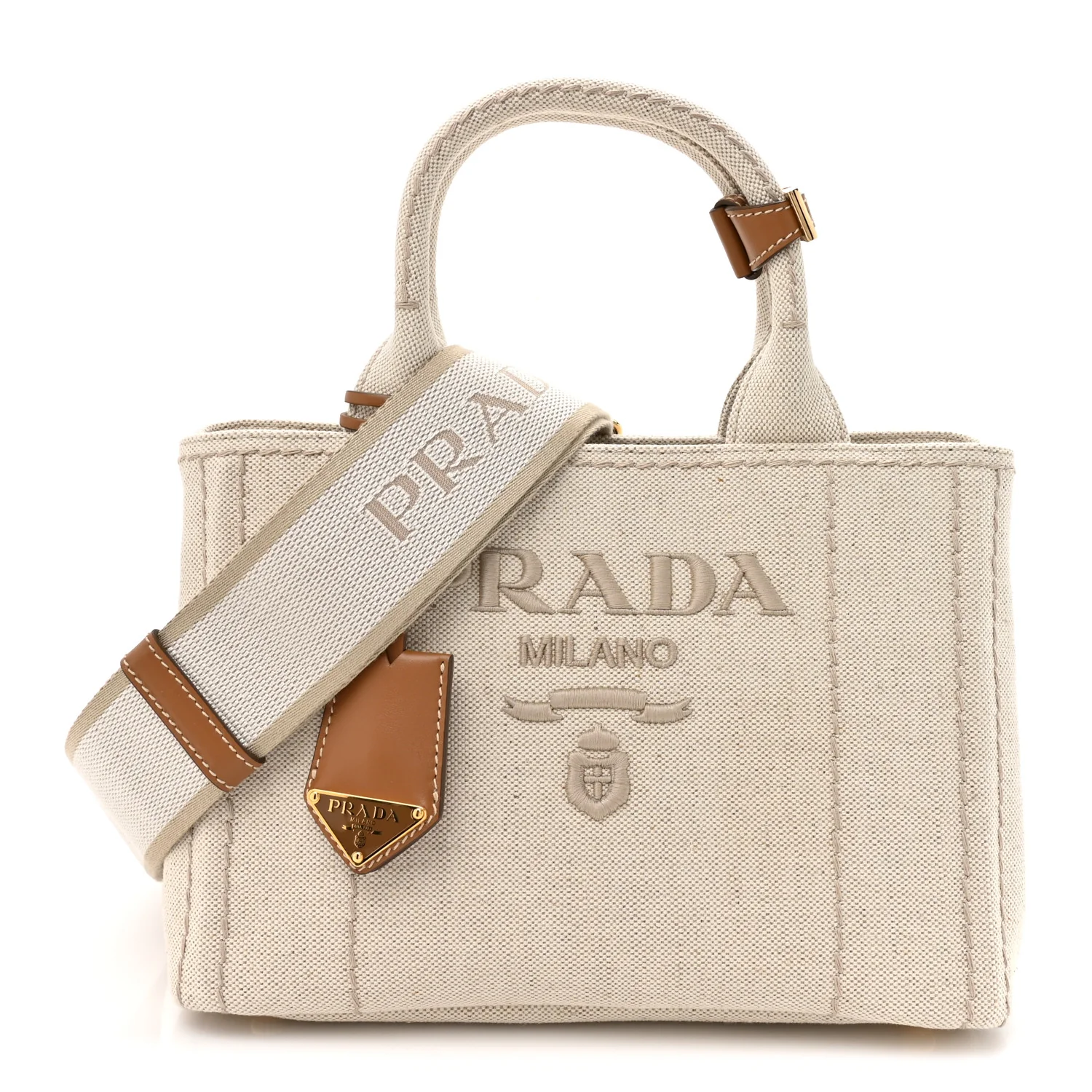Canvas Mistolino Ricamo Small Logo Tote Naturale