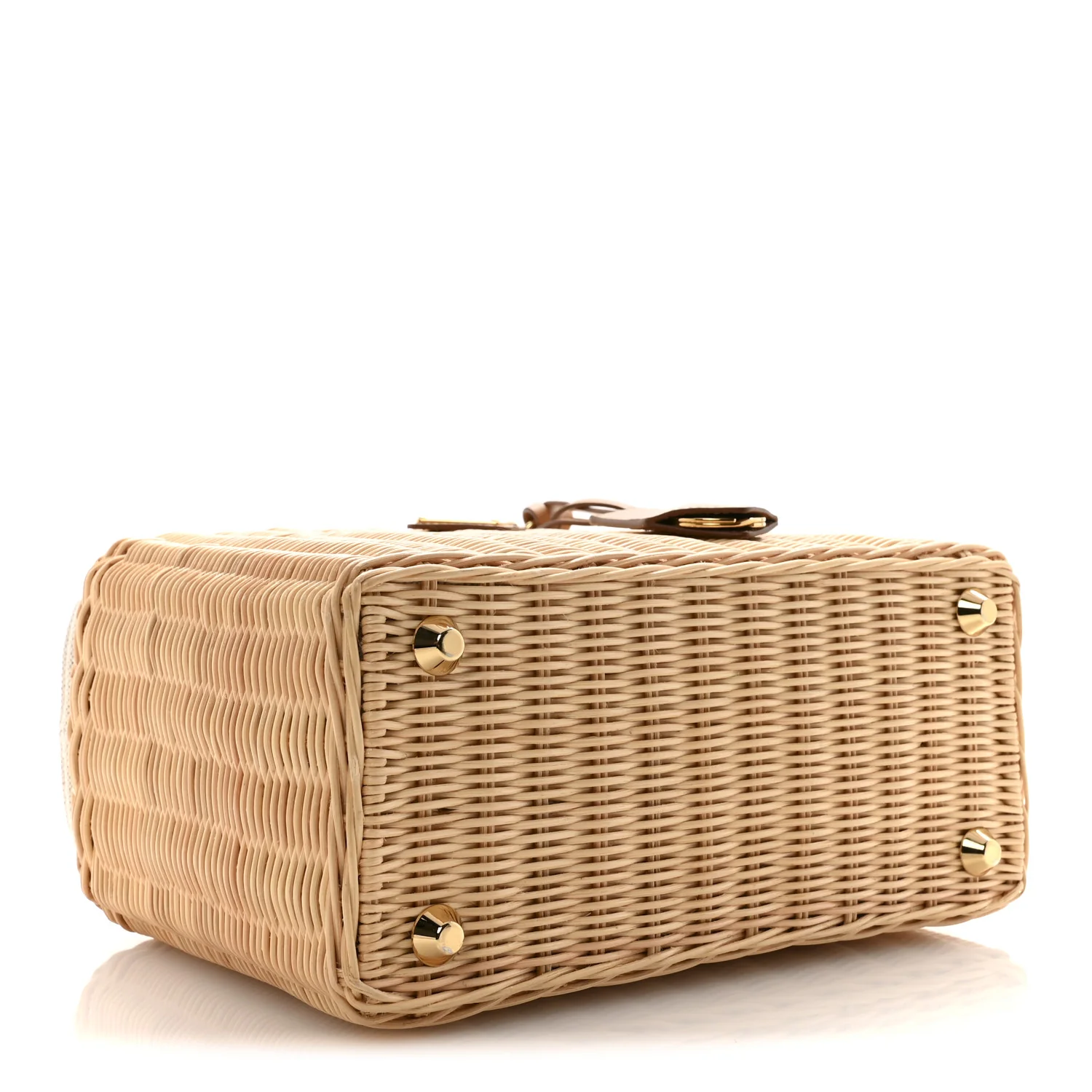 Canvas Wicker Shoulder Bag White - Image 4