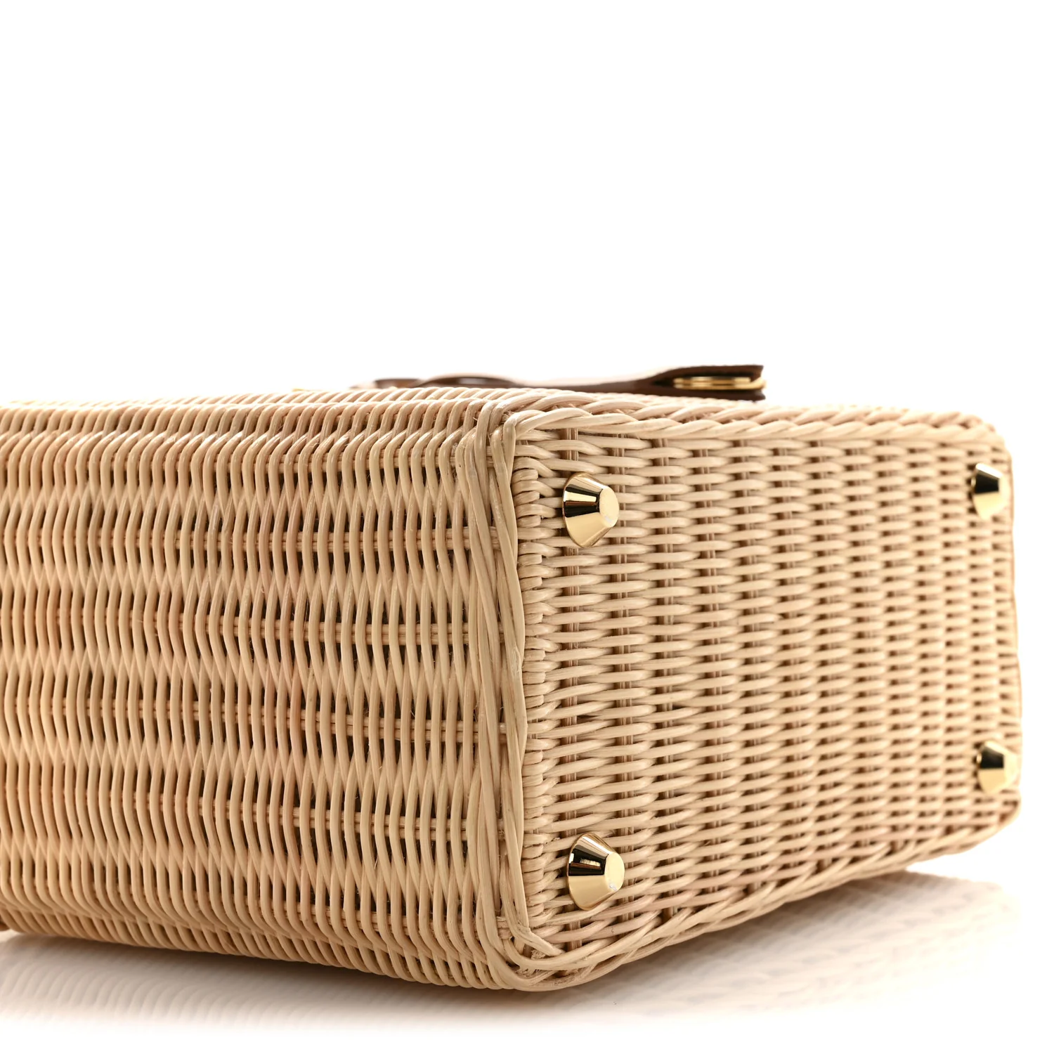 Canvas Wicker Shoulder Bag White - Image 9