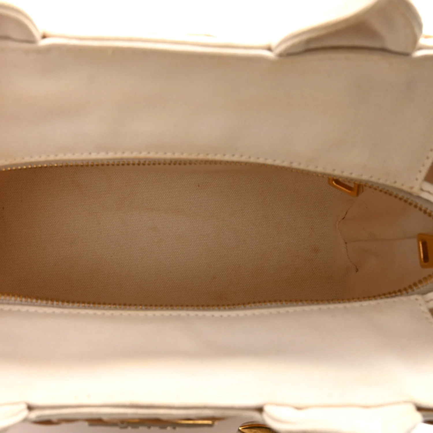 Canvas Wicker Shoulder Bag White Tan - Image 5