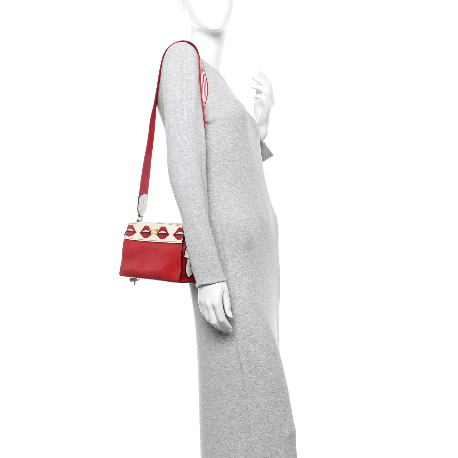 City Calf Saffiano Esplanade Crossbody Bag Fuoco White - Image 2