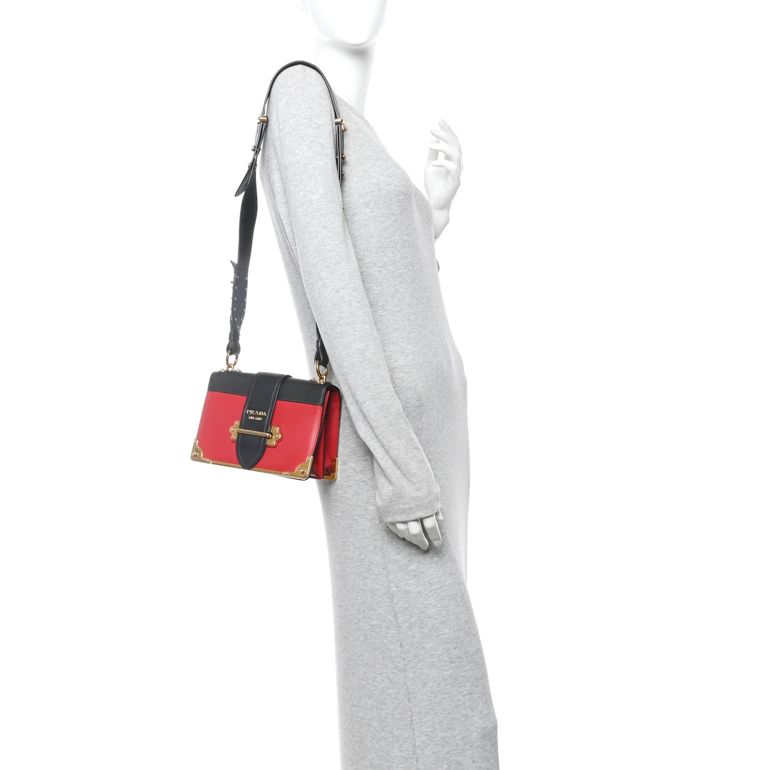City Calfskin Saffiano Cahier Bag Fuoco Black - Image 2