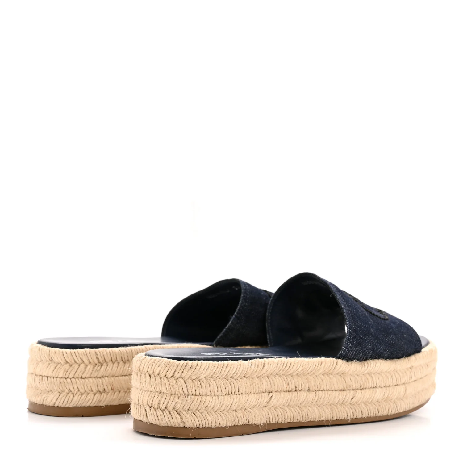 Denim Logo Espadrilles Sandals 39 Blue - Image 5