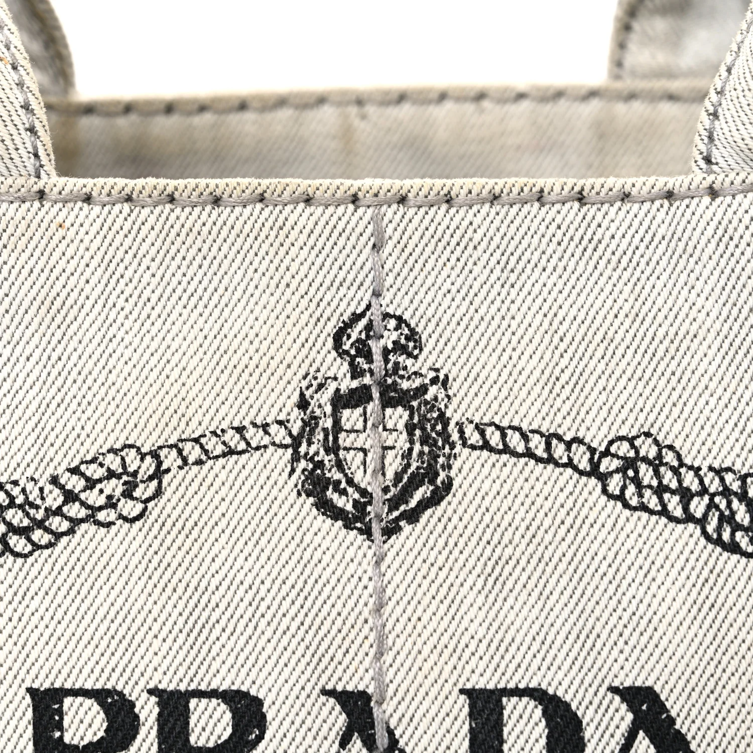 Denim Small Logo Tote Bianco - Image 8
