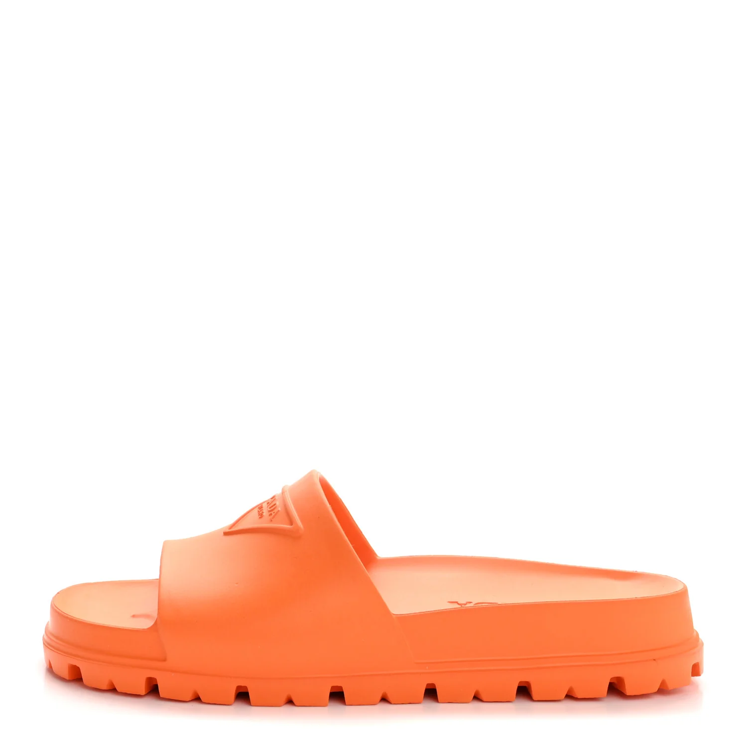 EVA Rubber Triangle Logo Embossed Womens Lug Sole 20mm Slide Sandals 41 Papaya