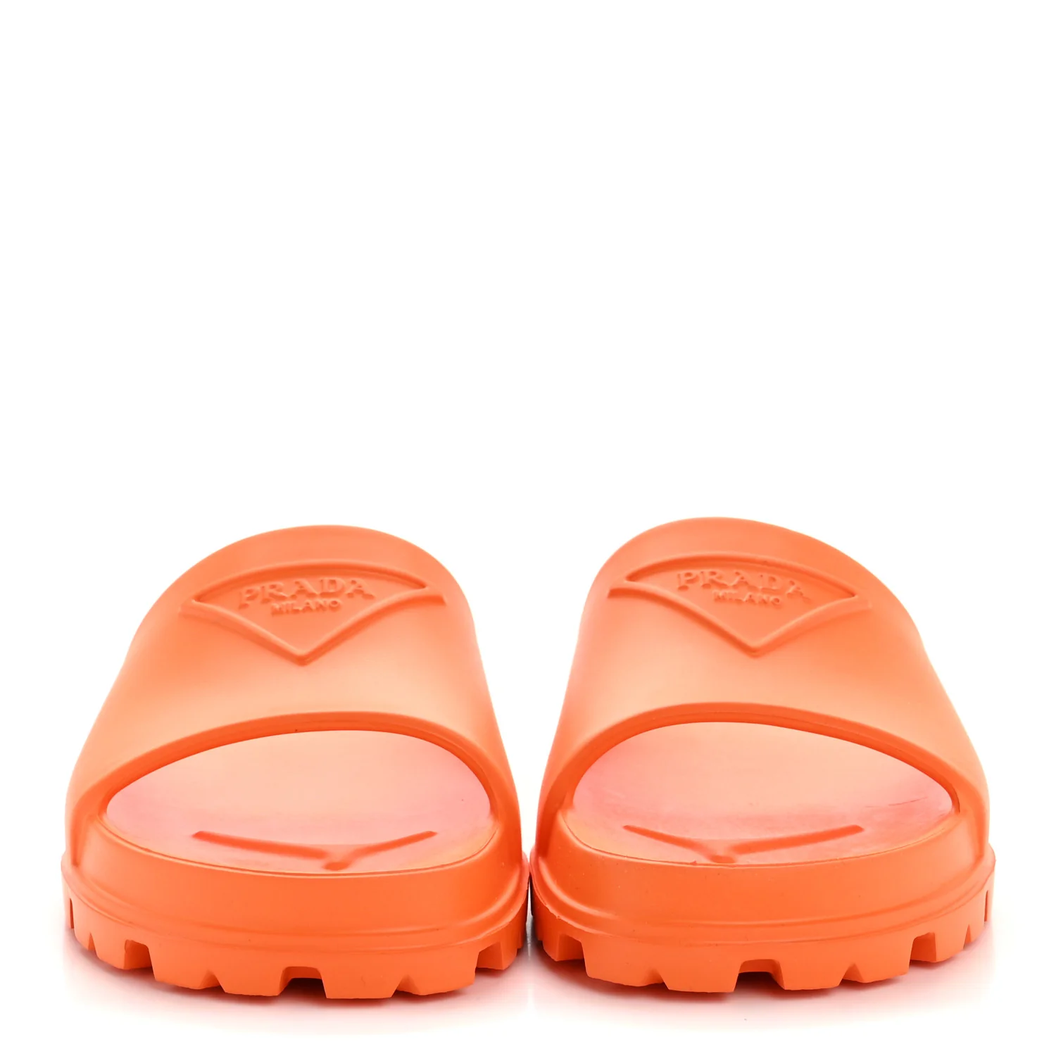 EVA Rubber Triangle Logo Embossed Womens Lug Sole 20mm Slide Sandals 41 Papaya - Image 3
