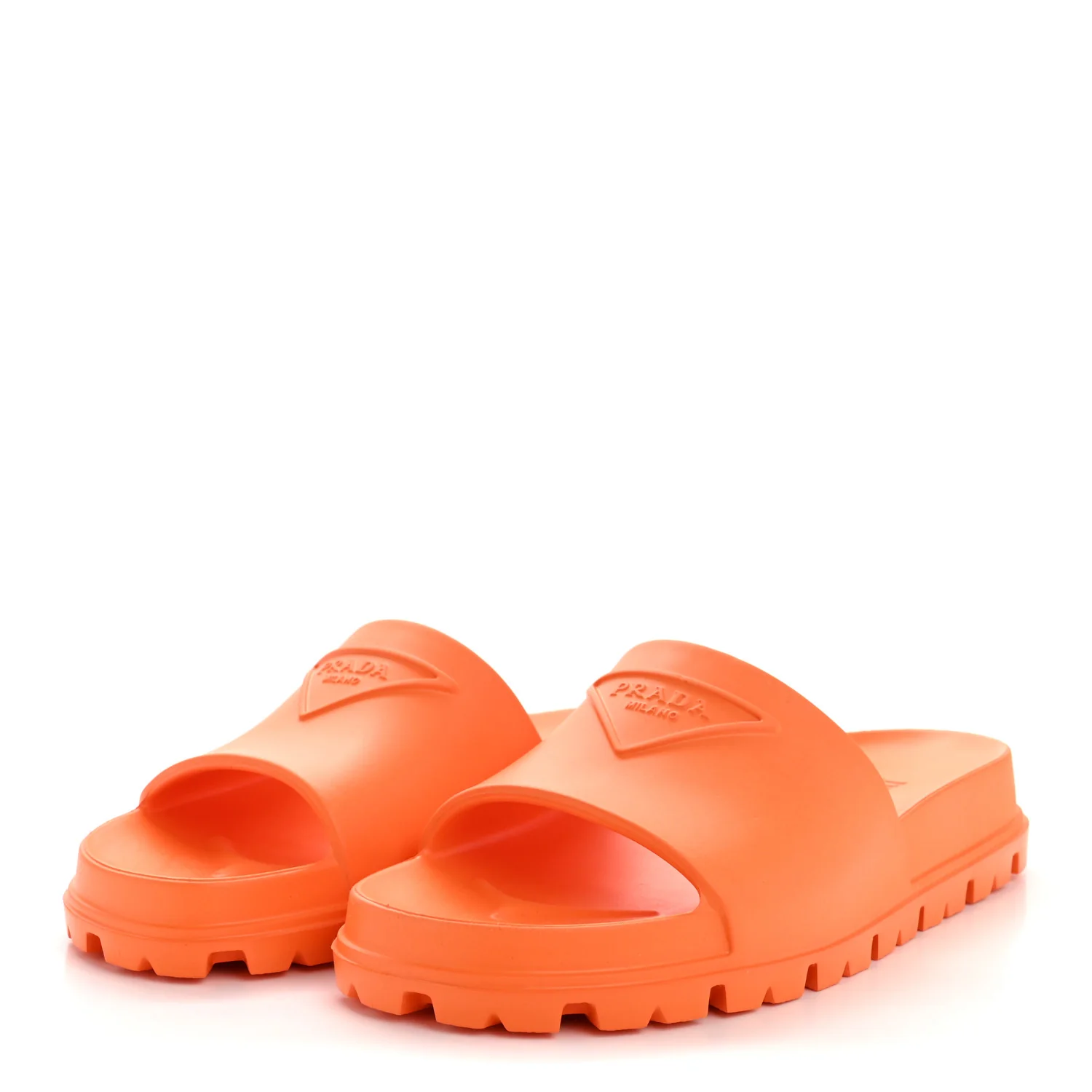 EVA Rubber Triangle Logo Embossed Womens Lug Sole 20mm Slide Sandals 41 Papaya - Image 4