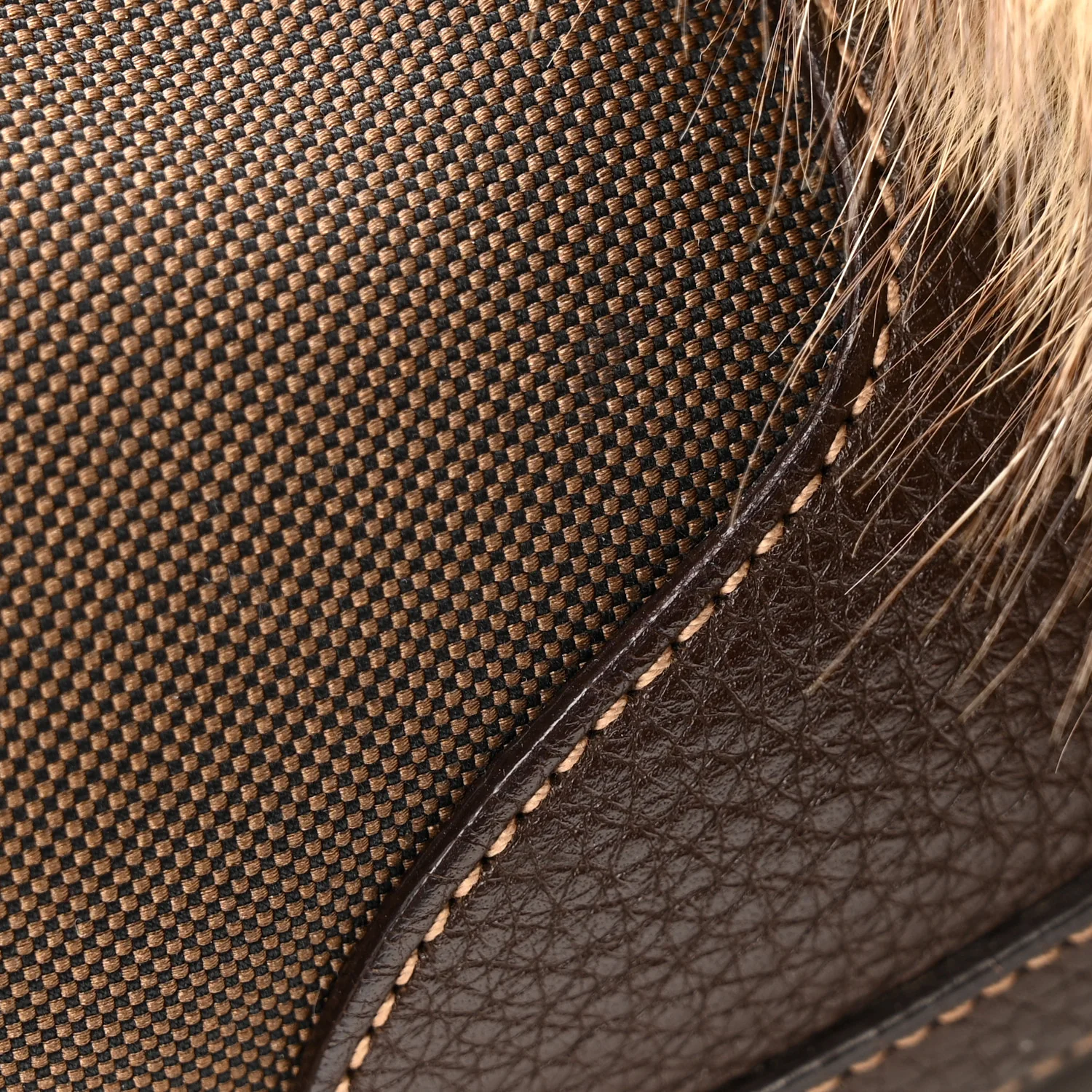 Fox Fur Jacquard Logo Hand Muff Hobo Corda Bruciato - Image 15