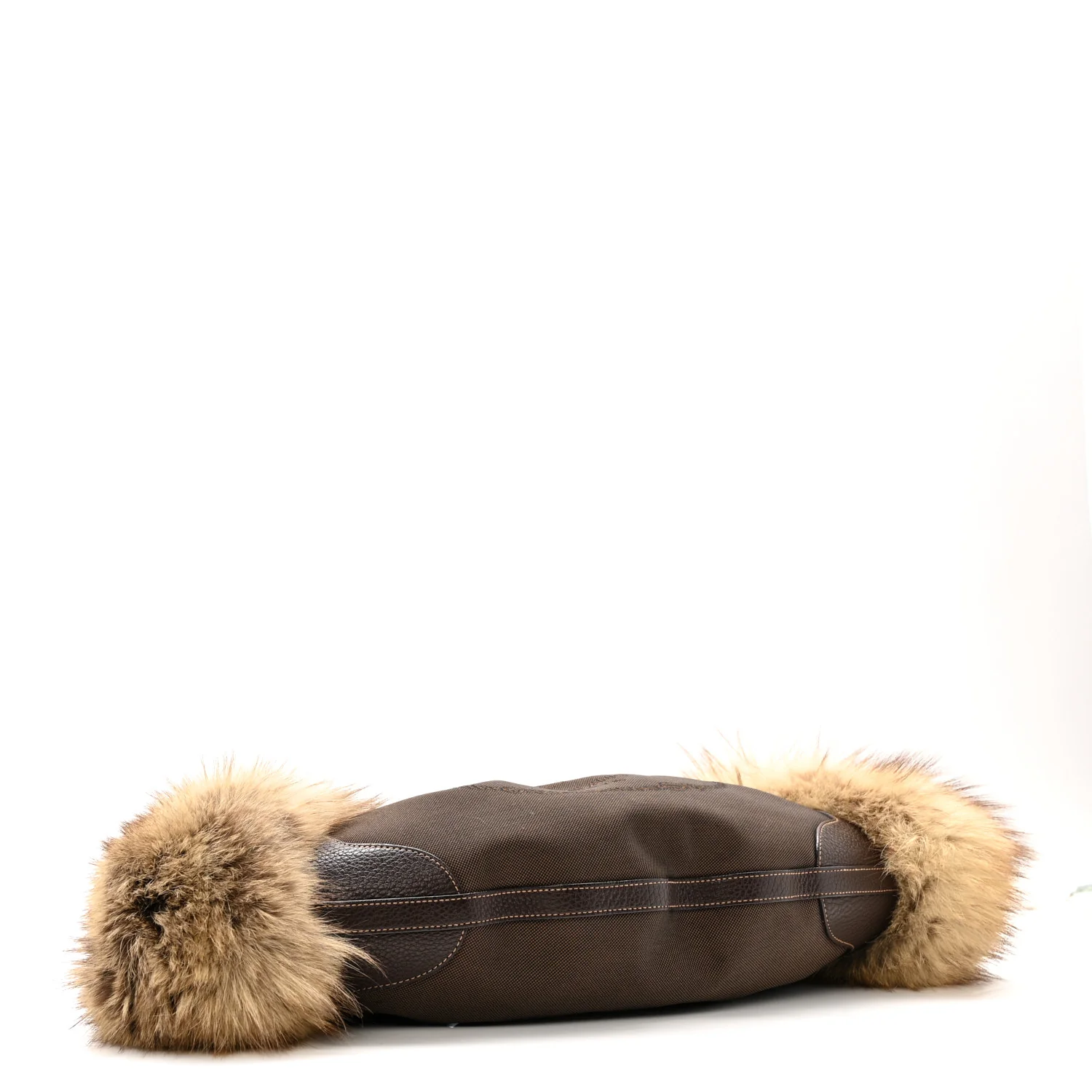 Fox Fur Jacquard Logo Hand Muff Hobo Corda Bruciato - Image 4