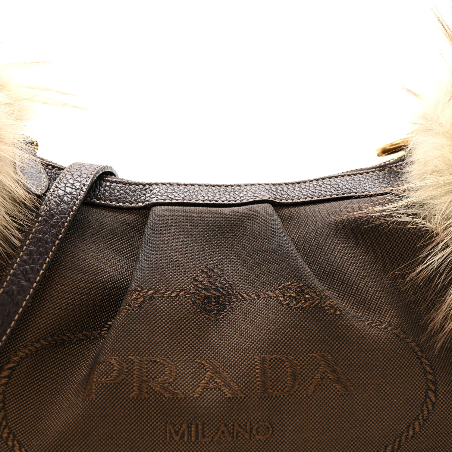 Fox Fur Jacquard Logo Hand Muff Hobo Corda Bruciato - Image 9
