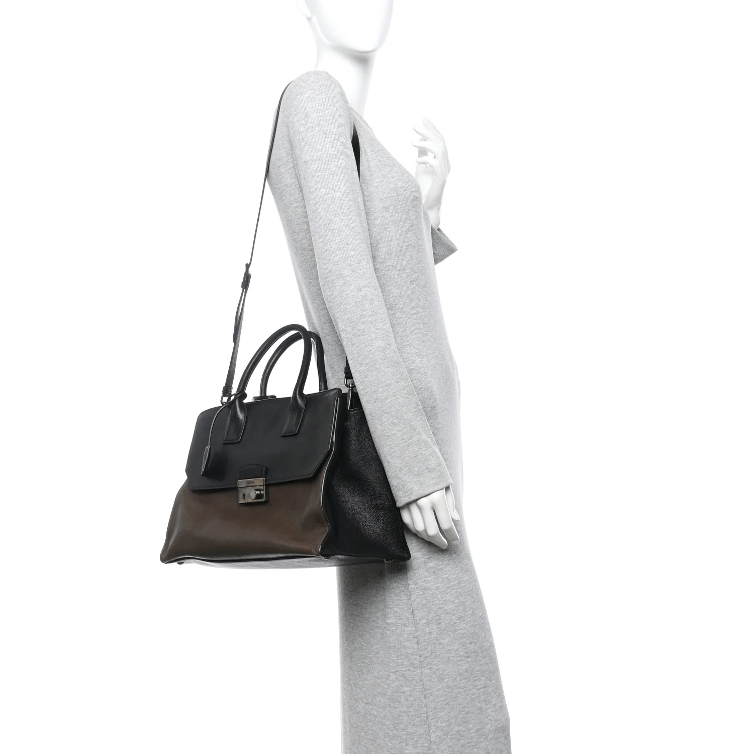 Glace Calfskin Sound Tote Bag Militare Black - Image 2