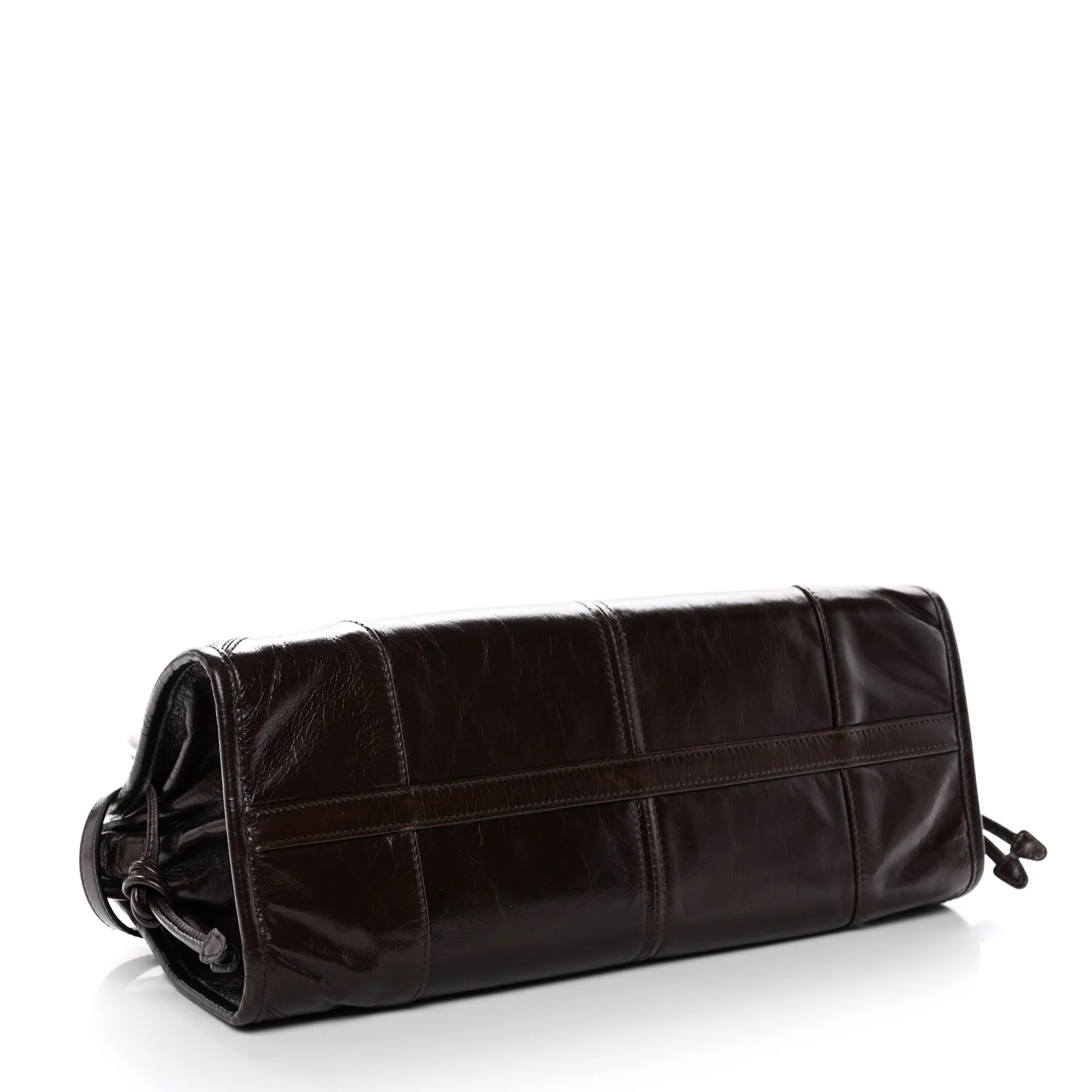 Glossy Calfskin Triangle Medium Bonnie Shoulder Bag Dark Brown - Image 4