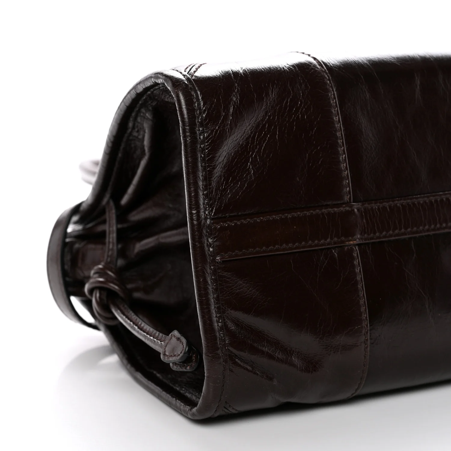 Glossy Calfskin Triangle Medium Bonnie Shoulder Bag Dark Brown - Image 8