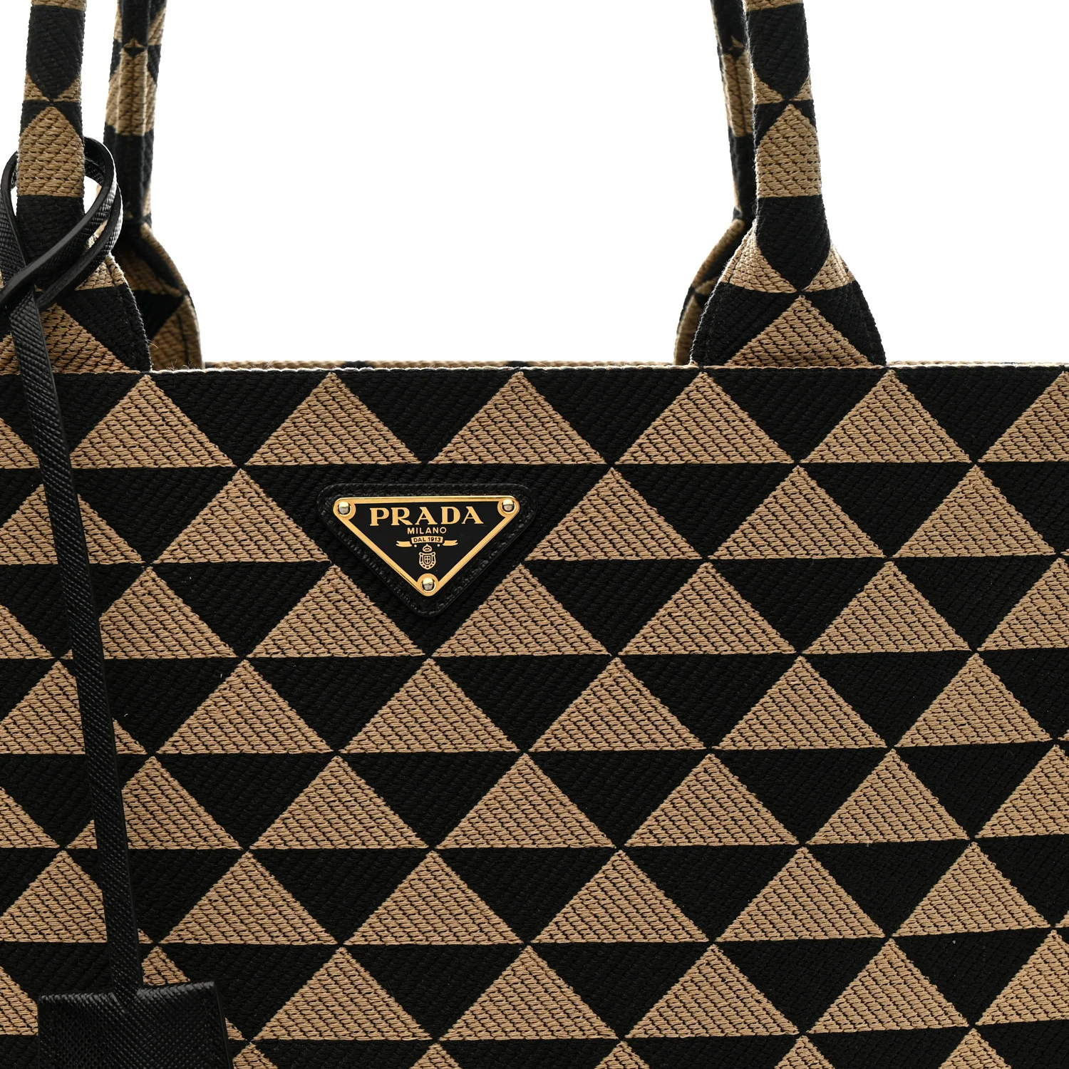 Jacquard Saffiano Triangolo Symbole Embroidered Large Tote Black Corda - Image 8