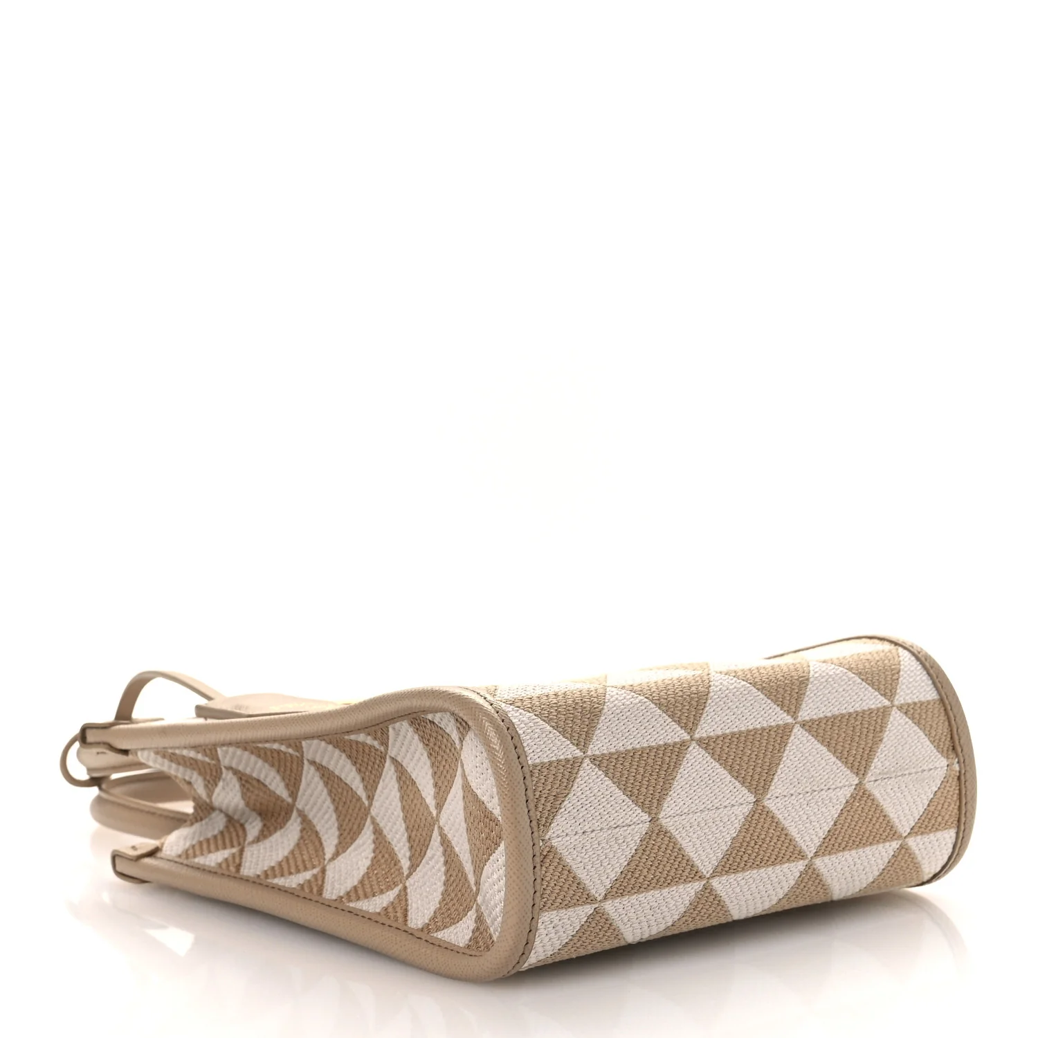 Jacquard Saffiano Triangolo Symbole Embroidered Micro Tote Corda Talco - Image 4