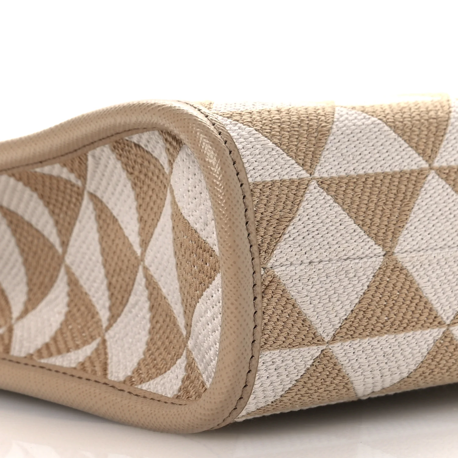 Jacquard Saffiano Triangolo Symbole Embroidered Micro Tote Corda Talco - Image 9