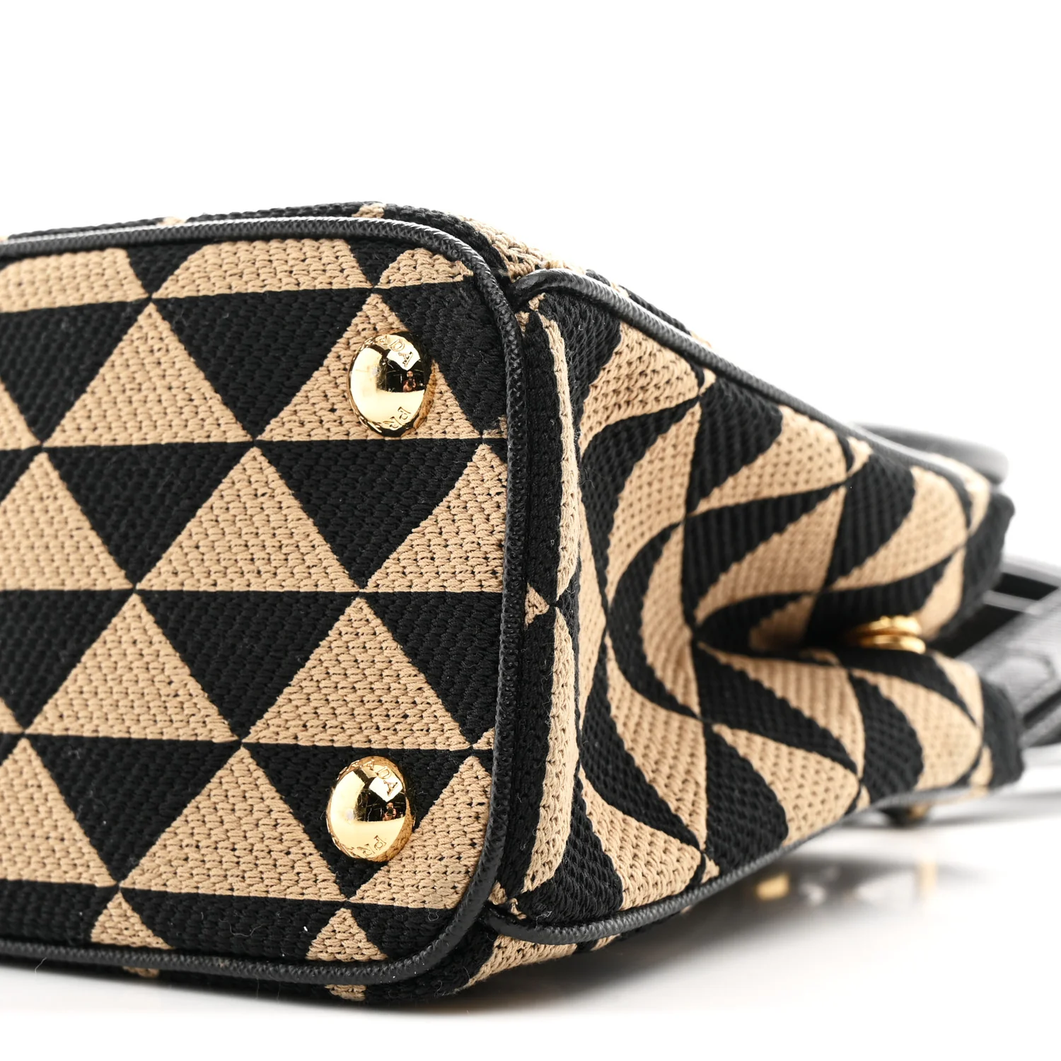 Jacquard Saffiano Triangolo Symbole Embroidered Mini Galleria Double Zip Tote Black Corda - Image 10