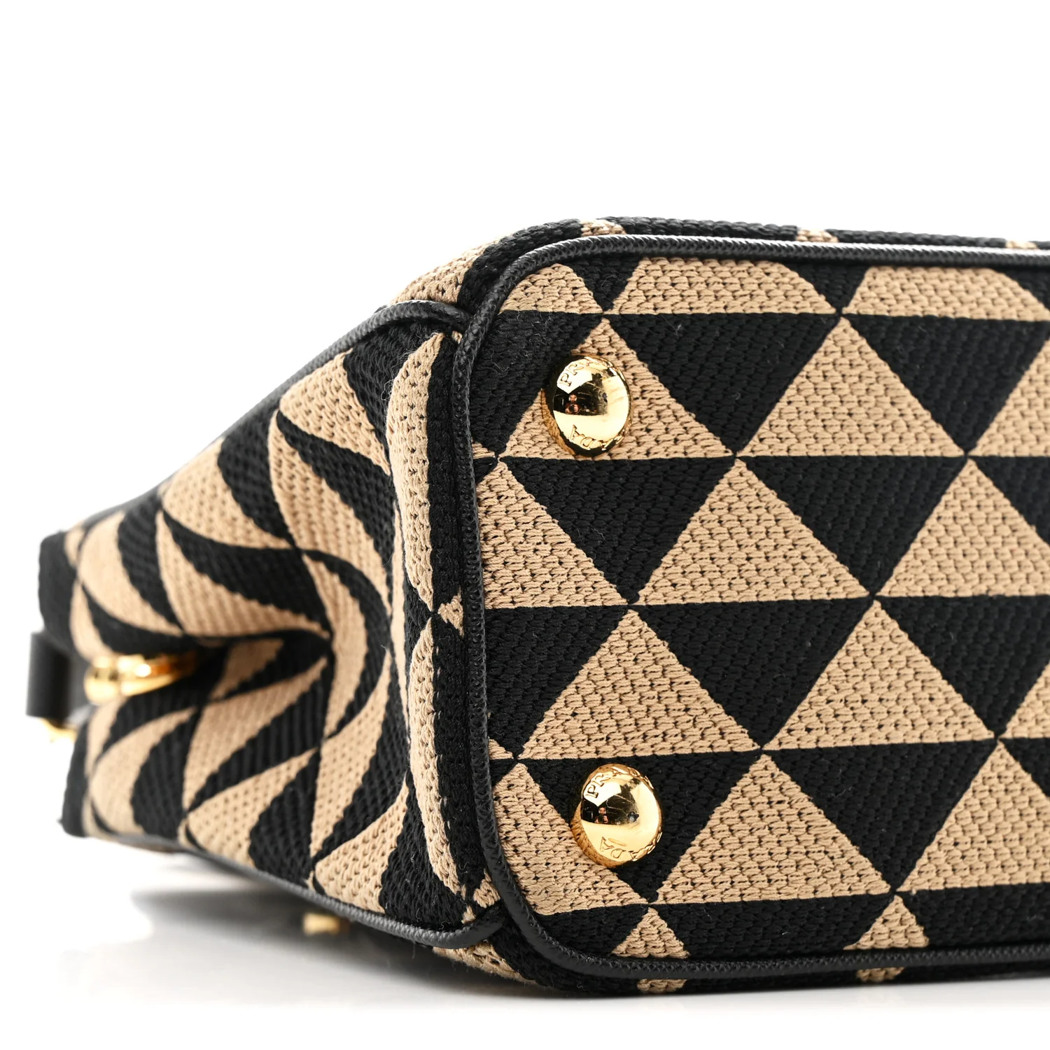 Jacquard Saffiano Triangolo Symbole Embroidered Mini Galleria Double Zip Tote Black Corda - Image 9