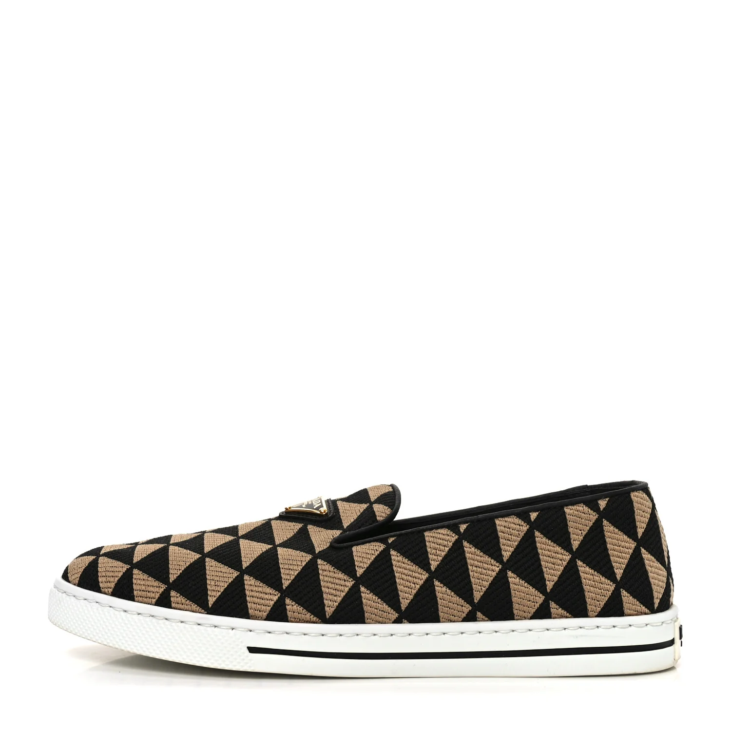 Jacquard Trianglolo Symbole Embroidered Metal Triangle Logo Slip On Sneakers 37.5 Corda Black