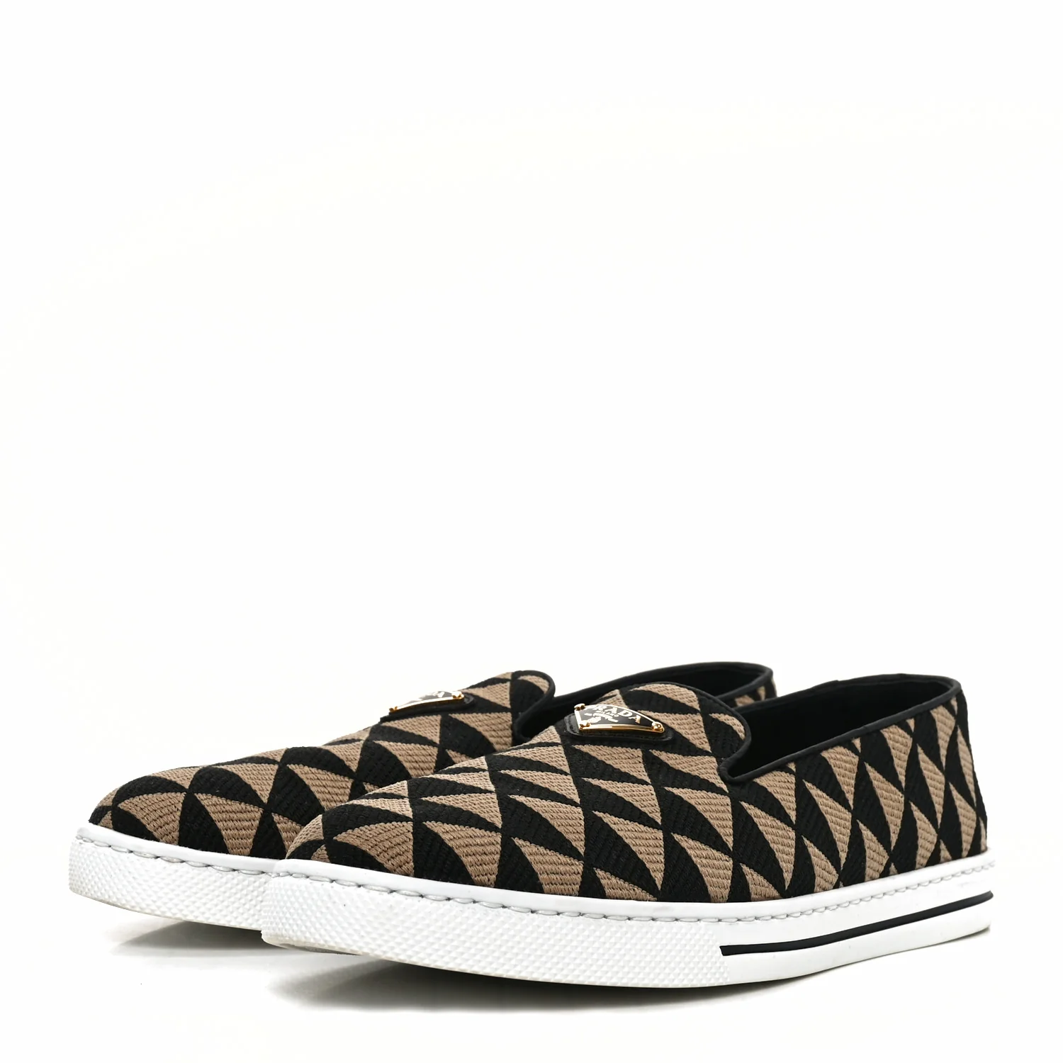 Jacquard Trianglolo Symbole Embroidered Metal Triangle Logo Slip On Sneakers 37.5 Corda Black - Image 4