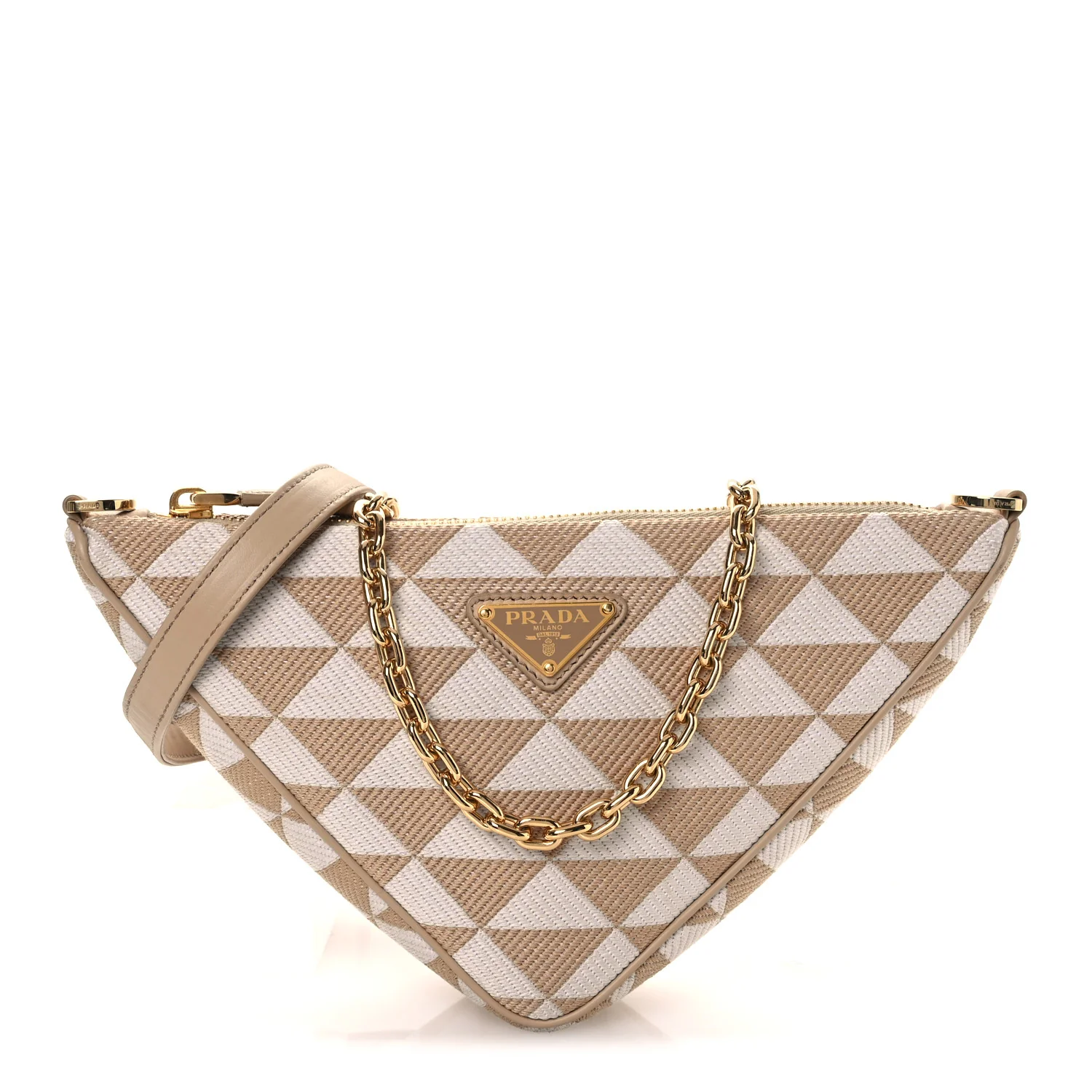 Jacquard Triangolo Symbole Embroidered Mini Triangle Bag Corda Talco
