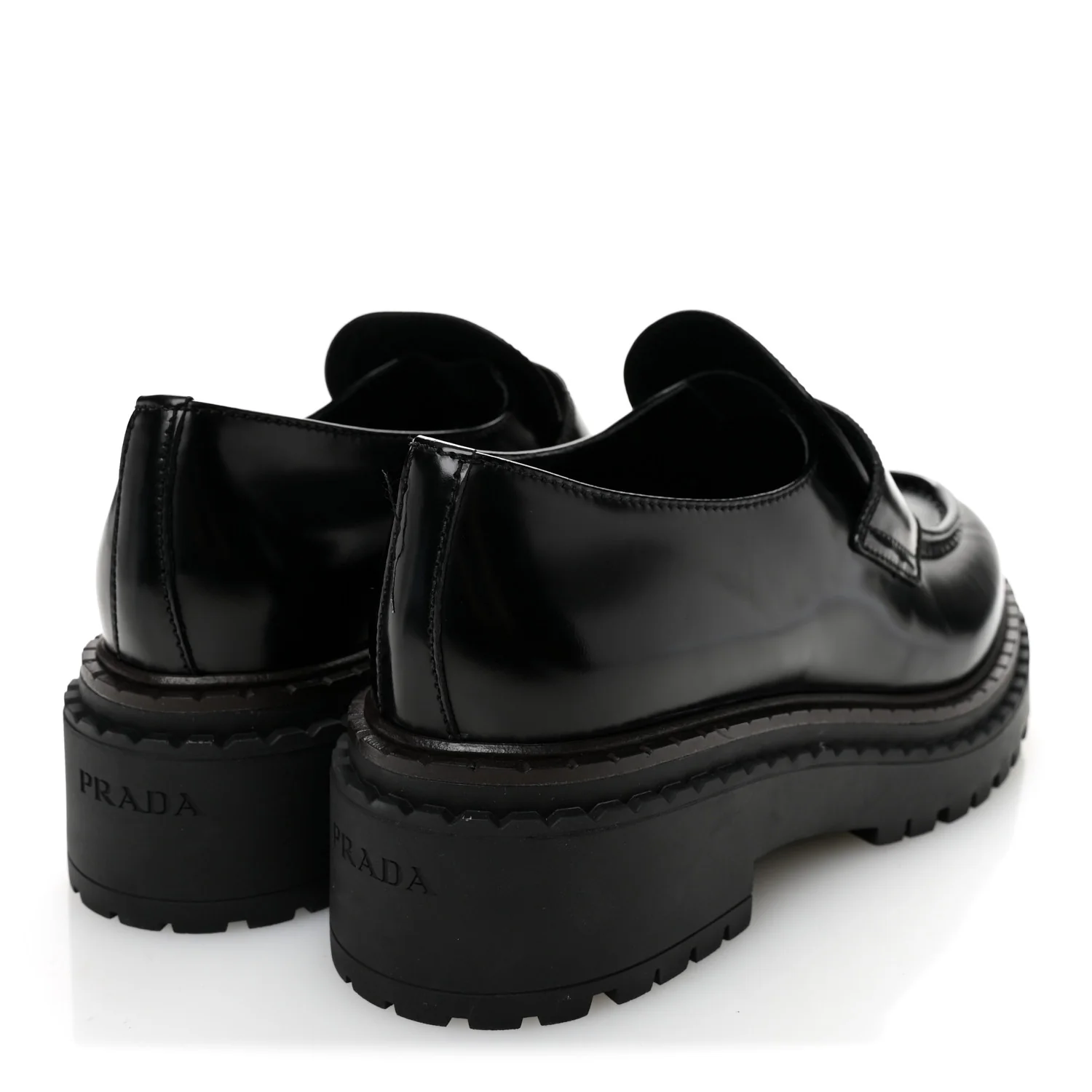 Metal Triangle Logo Double Chocolate Loafers 38.5 Black - Image 4