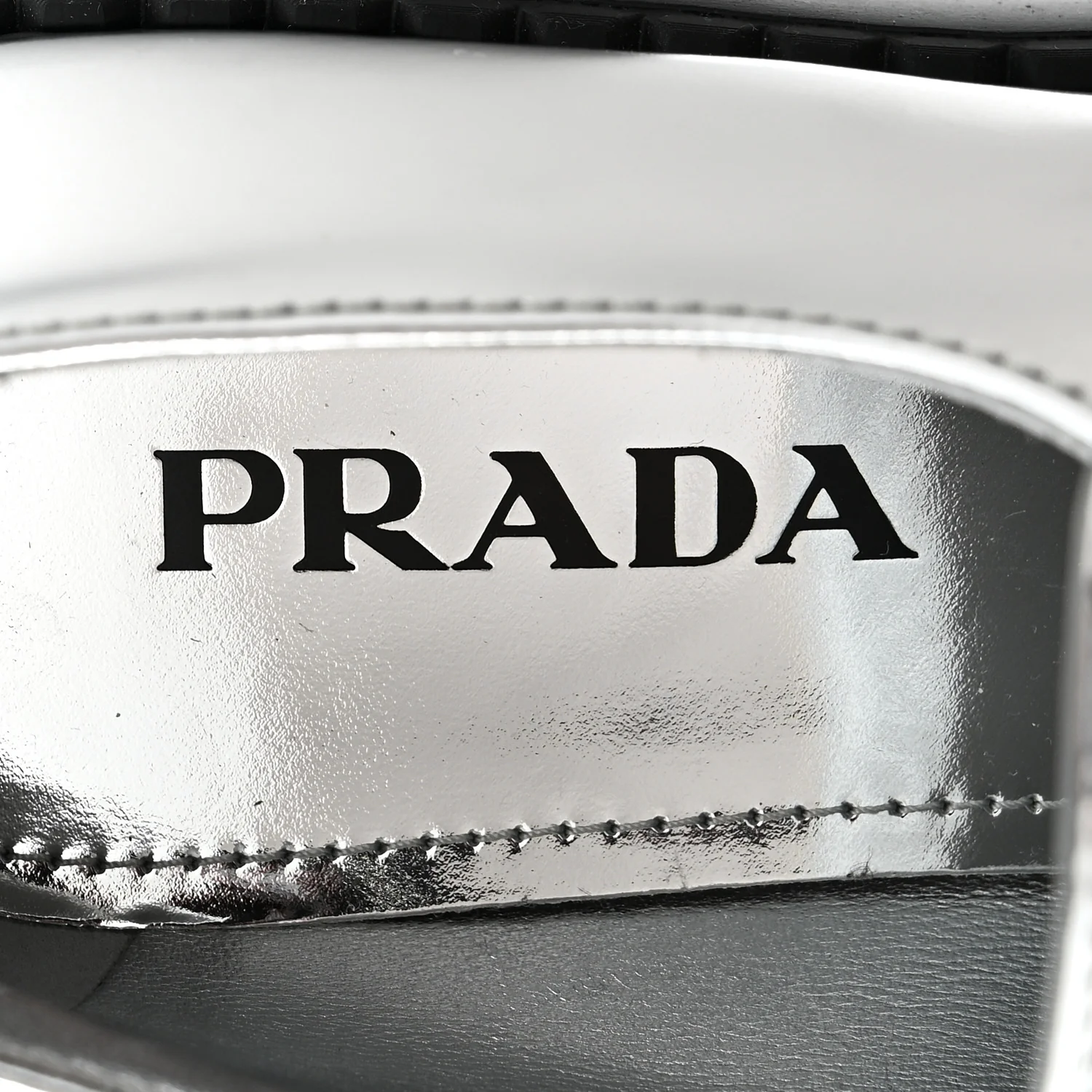 Metallic Brushed Calfskin Metal Triangle Logo 50mm Loafers 39 Argento - Image 8