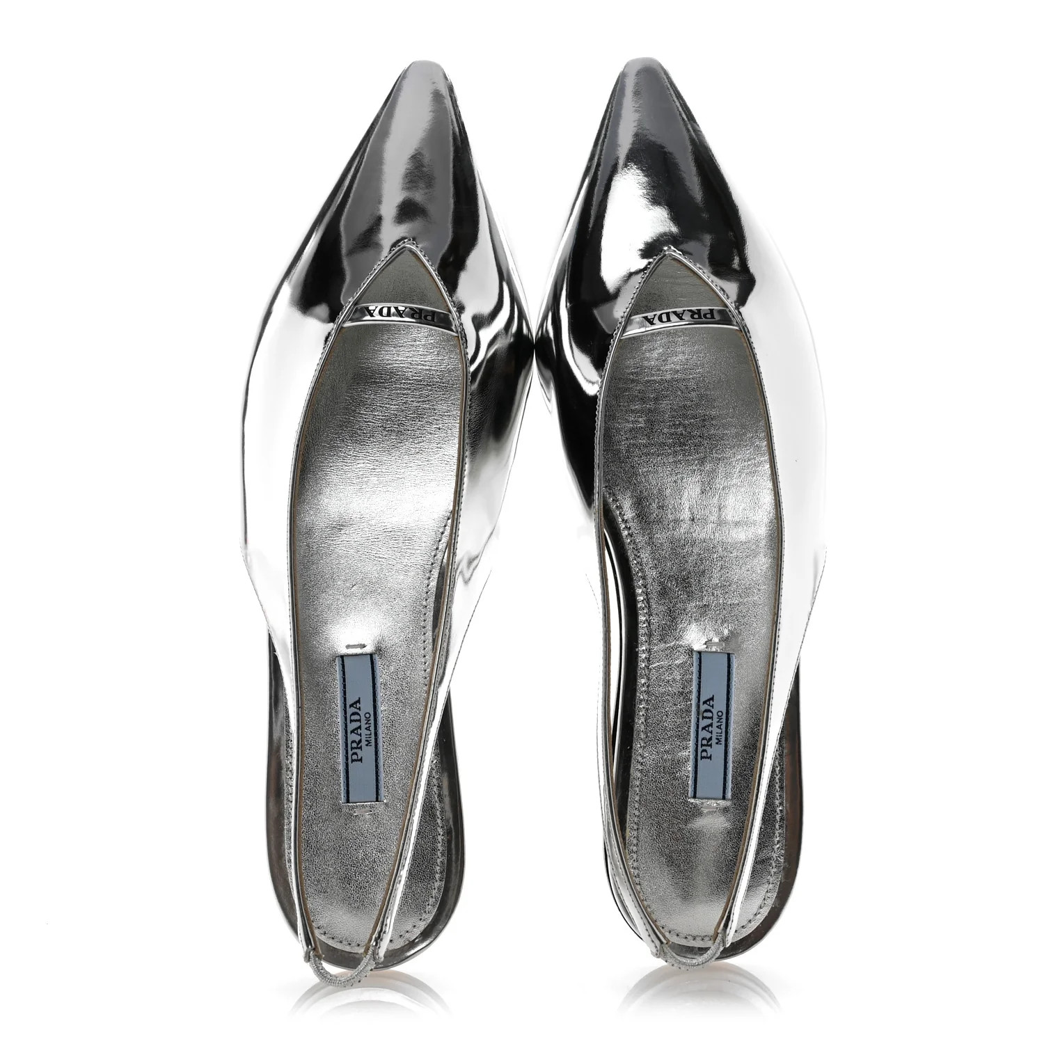 Metallic Calfskin Slingback Ballerinas 39.5 Silver - Image 2