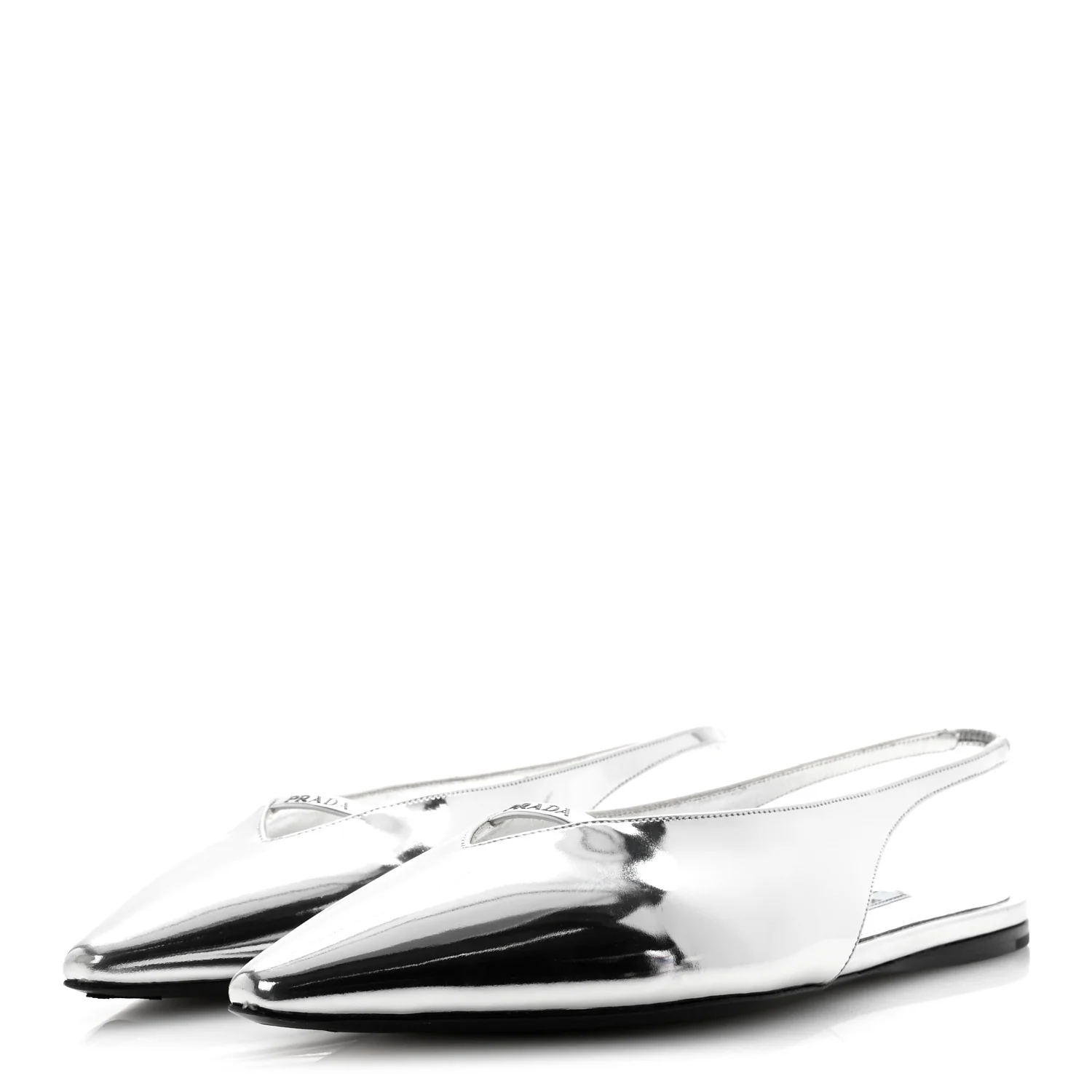 Metallic Calfskin Slingback Ballerinas 39.5 Silver - Image 4
