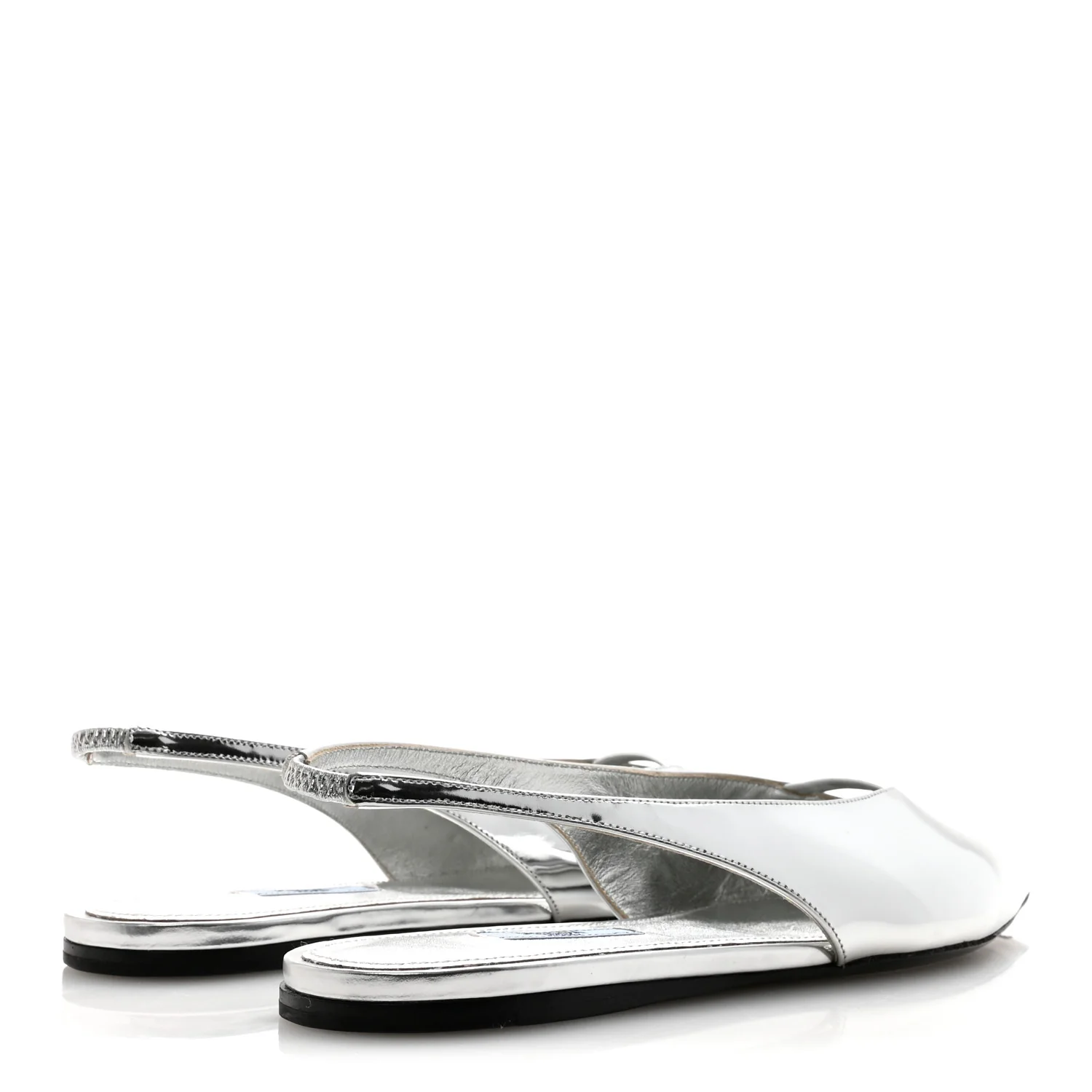 Metallic Calfskin Slingback Ballerinas 39.5 Silver - Image 5