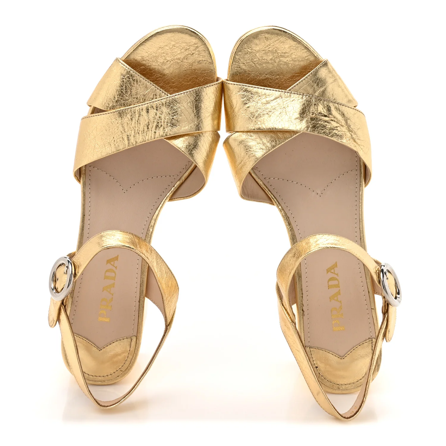 Metallic Calfskin Slingback Pumps 38 Gold - Image 2