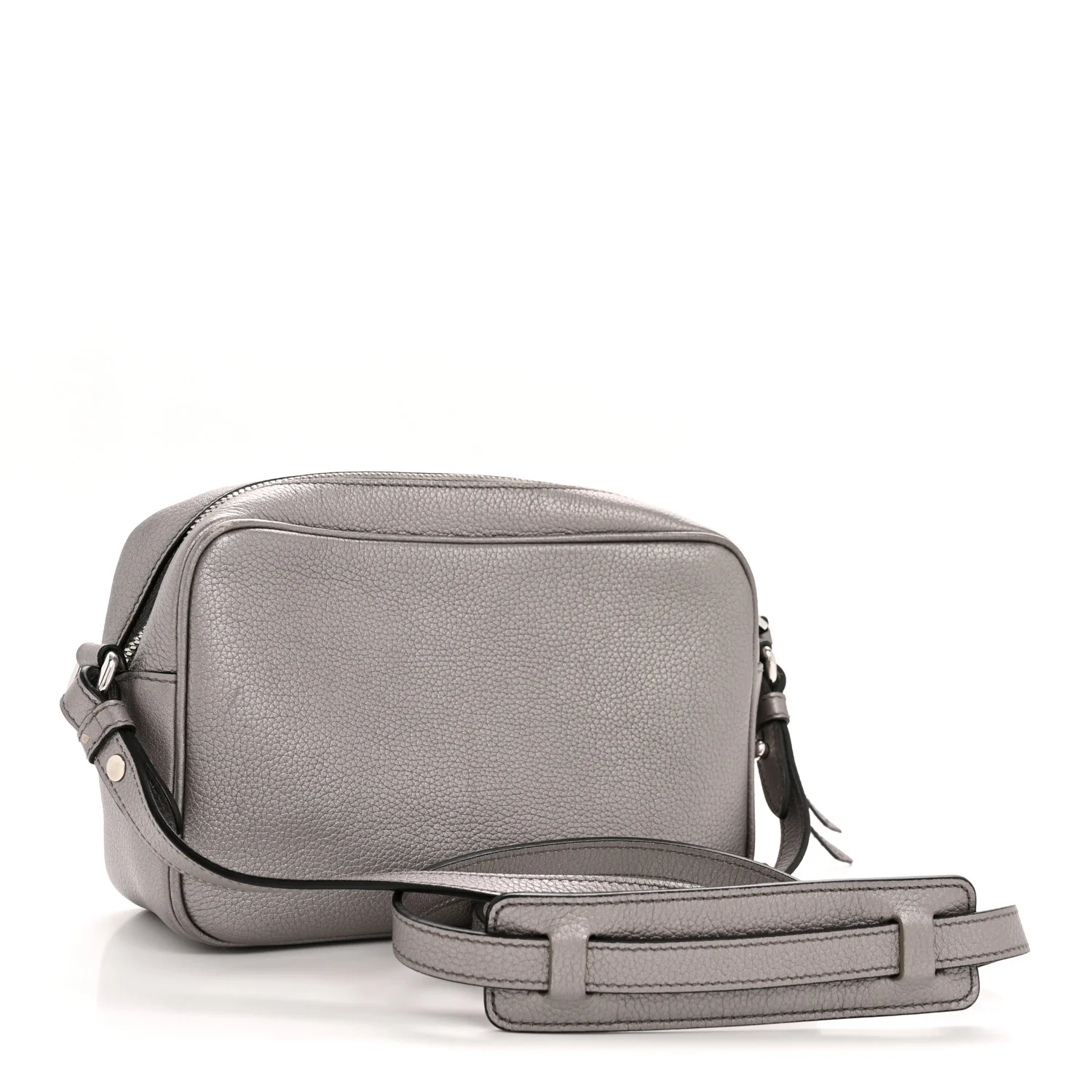 Metallic Vitello Daino Camera Crossbody Bag Acciaio - Image 3